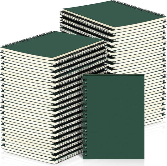 Yahenda 54 Pcs Spiral Notebook Bulk A5 Journal Lined 8.3'' x 5.5'' Writing Composition Paper Small Notepad Subject Notebook for Students Office Business Back to School Supplies (Deep Green)