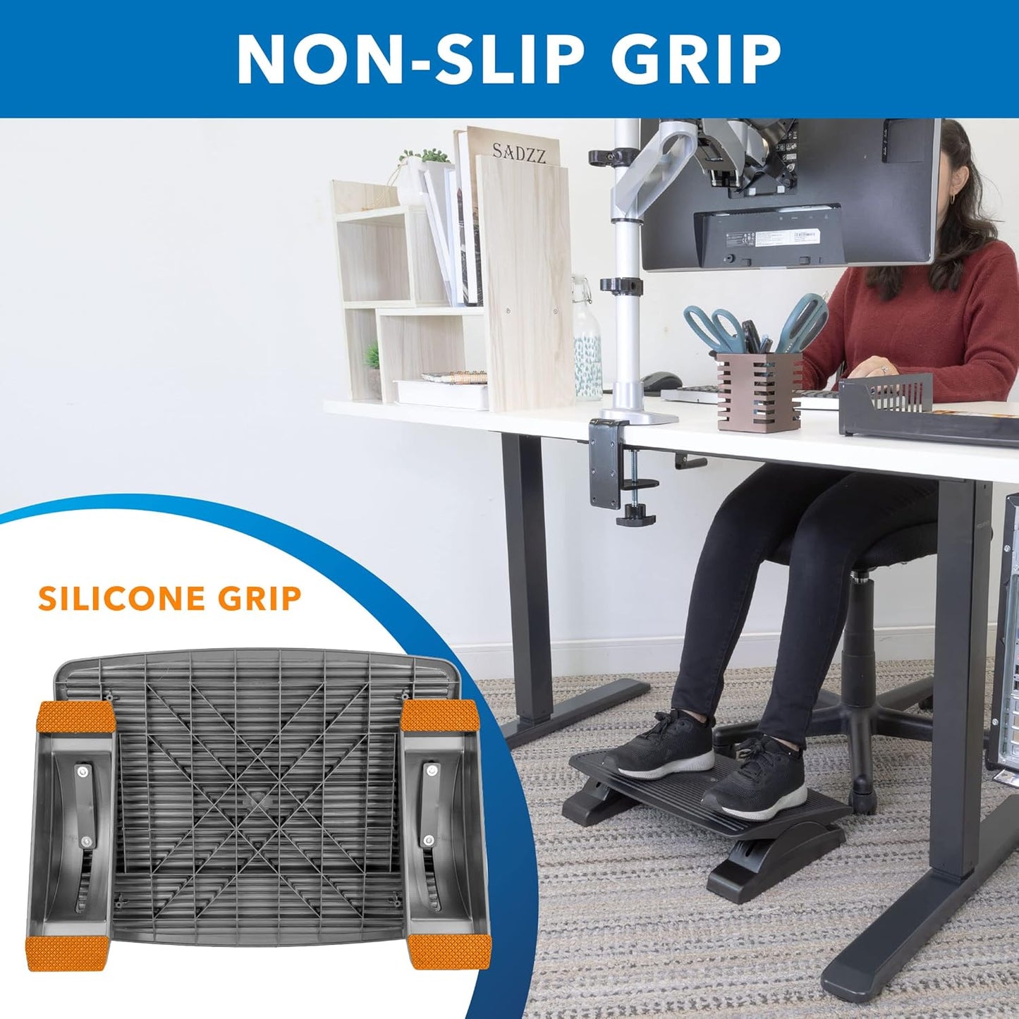 Mount-It! Ergonomic Footrest for Office or Home | Under Desk Tilting Footrest | Adjustable Desk Foot Rest with Massaging Surface and 3 Tilt Positions