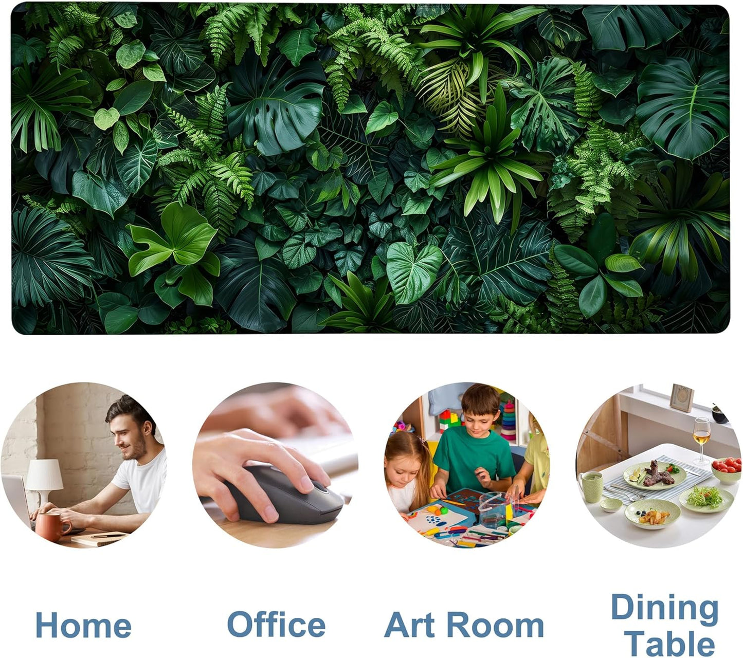 Large Mouse Pad Monstera Leaf Gaming Desk Pad Computer Keyboard Non-Slip Waterproof Mouse Mat with Rubber Base and Stitched Edges Entertainment Office Writing Desk Mat 35.4 x 15.7 Inches