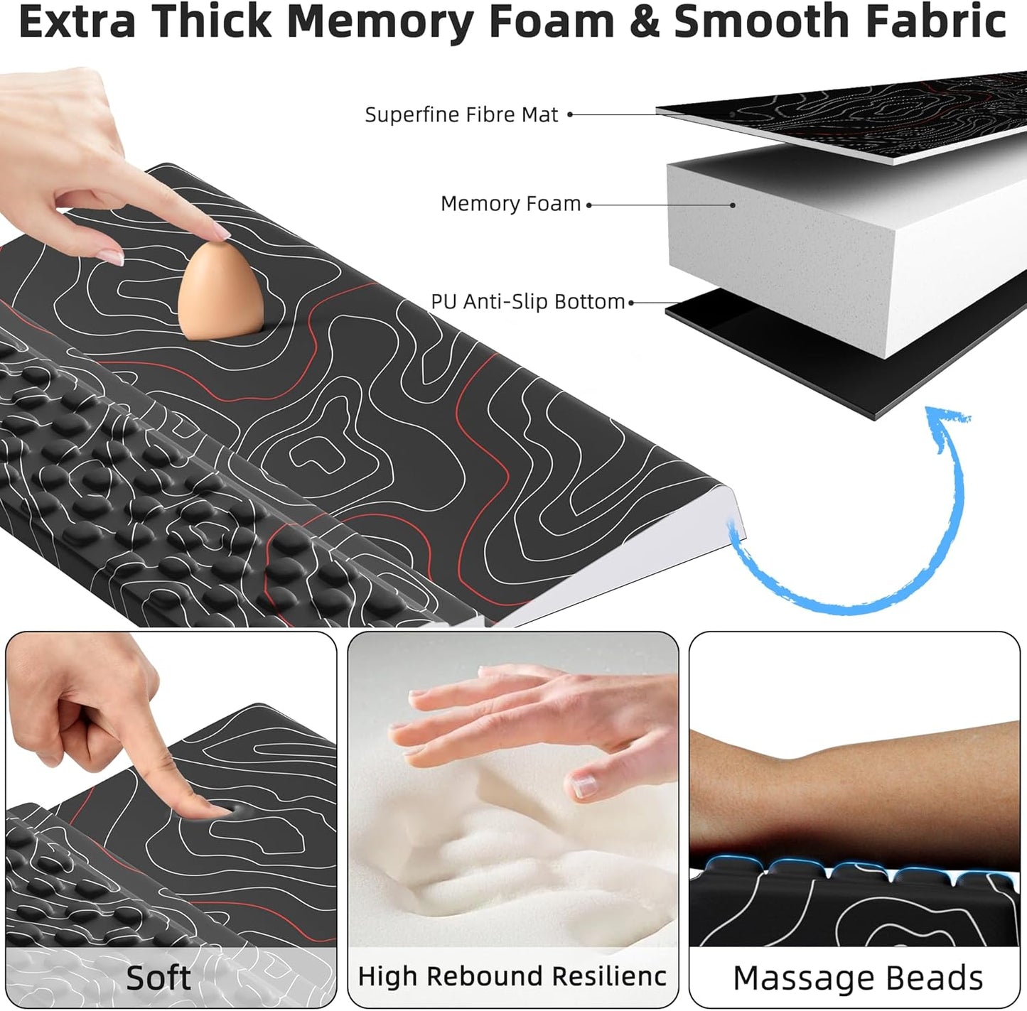 Ospelelf Tilt Keyboard Stand with Wrist Rest, Comfy Ergonomic Keyboard Riser Holder for Office Home