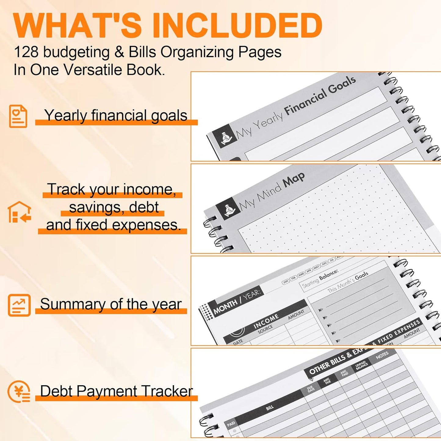 Monthly Bill Payment Checklist: Bill Tracker Notebook With Spiral Binding 8"x10" The 4-Year Guide for Families & Money Managers, 960 Billing Records Included (Gold)