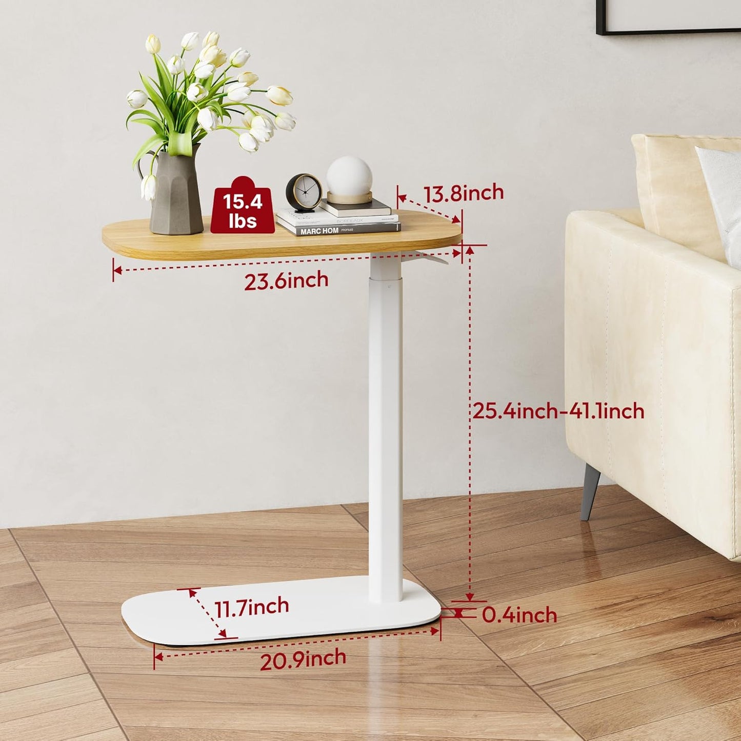 SANODESK Small Standing Desk Pneumatic Height Adjustable Small Sit Stand Desk Laptop Desk Overbed Table Computer Cart for Home Office Computer Workstations(23.6" W x 13.8" D,Maple)