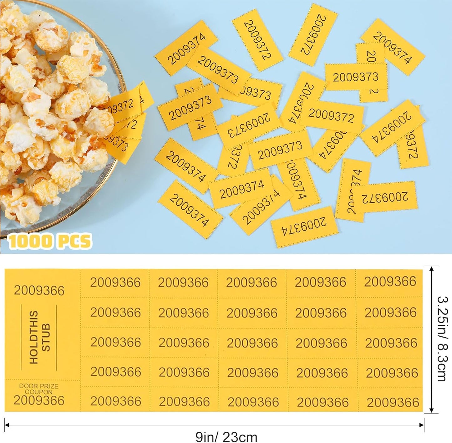Kosiz 1000 Sheets 25 Bid Raffle Ticket Sheets Chinese Auction Tickets Numbers for Basket Events and Silent Auctions (Yellow)