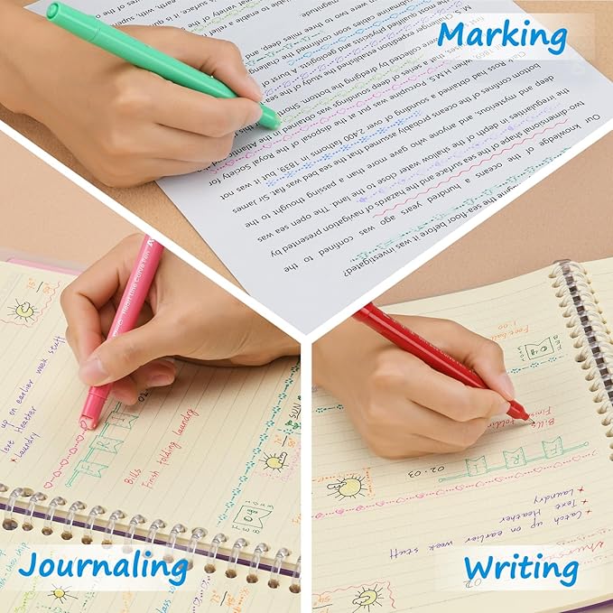 AECHY 18PCS Curve Highlighter Pen Set, Dual Tip Marker Pens with 18 Different Curve Shapes & 18 Colors Mark Lines, Aesthetic Curve Marker Highlighter for Journal Planner School Supplies