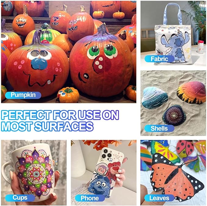 Betem 36 Colors Dual Tip Acrylic Paint Pens Markers, Premium Acrylic Paint Pens for Wood, Canvas, Stone, Rock Painting, Glass, Ceramic Surfaces, DIY Crafts Making Art Supplies