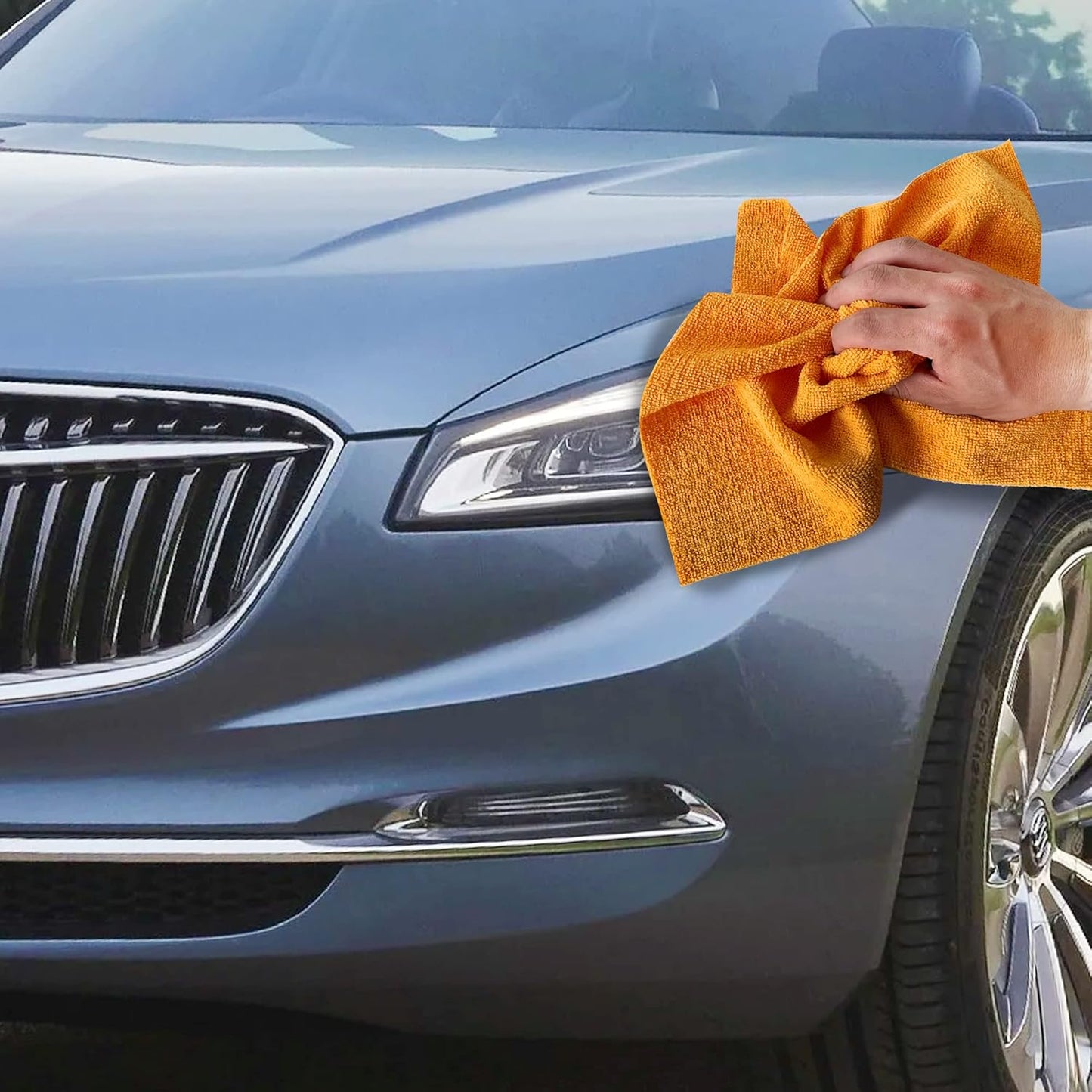 Reusable Microfiber Wipes, 50 Packs, Size 14 inches x 14 inches (Orange)