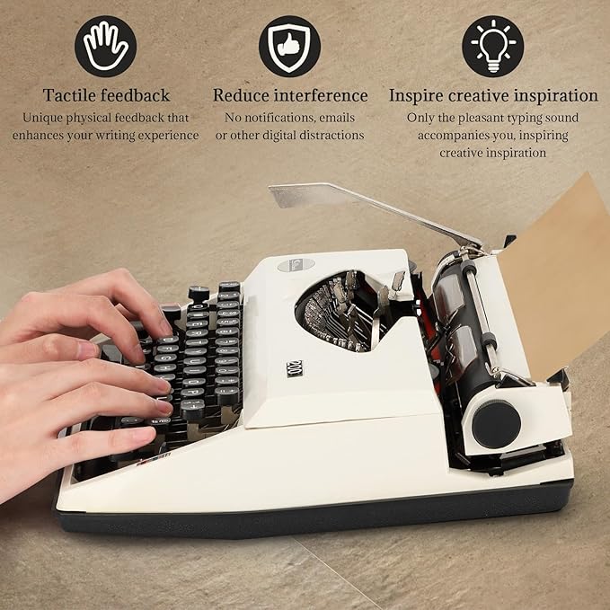 Manual Typewriter,1980s Traditional Portable Vintage Typewriter Deeply Restored,Manual Typewriter for Writing,Letters and Vintage Collectible Present,Classic Retro Manual Typewriter
