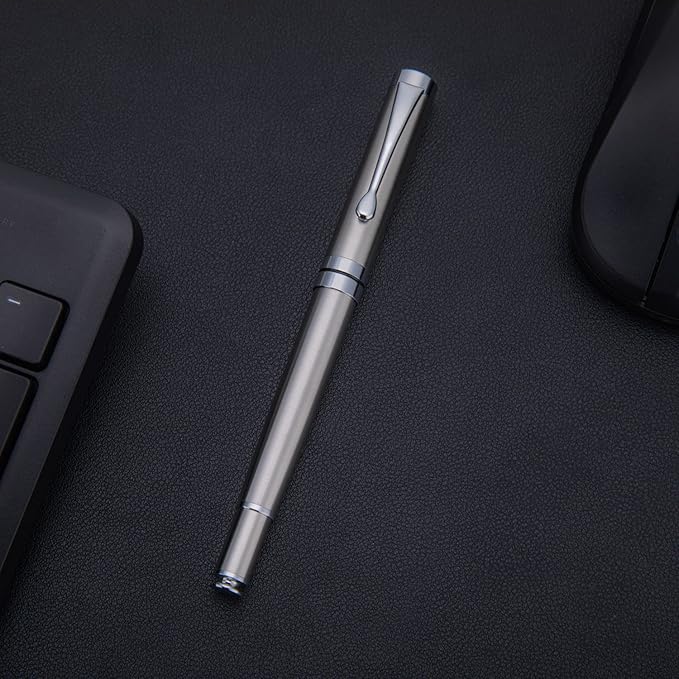 BEILUNER Silver Ballpoint Pens, Stainless Steel Body, Smooth Writing Experience, Dishwasher Safe, Gift Box with Extra Refill