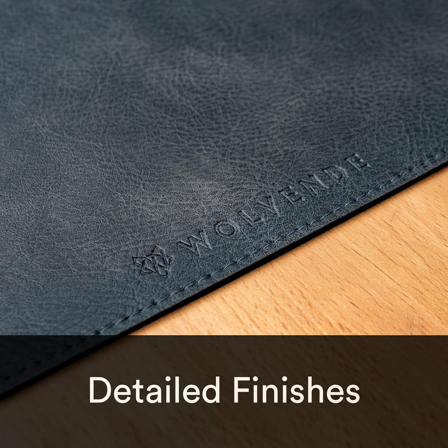 Premium Distressed Faux Vegan Leather Desk Mat | Multifunctional Desk Pad for Home Office | (Black/Grey, 12" x 36")