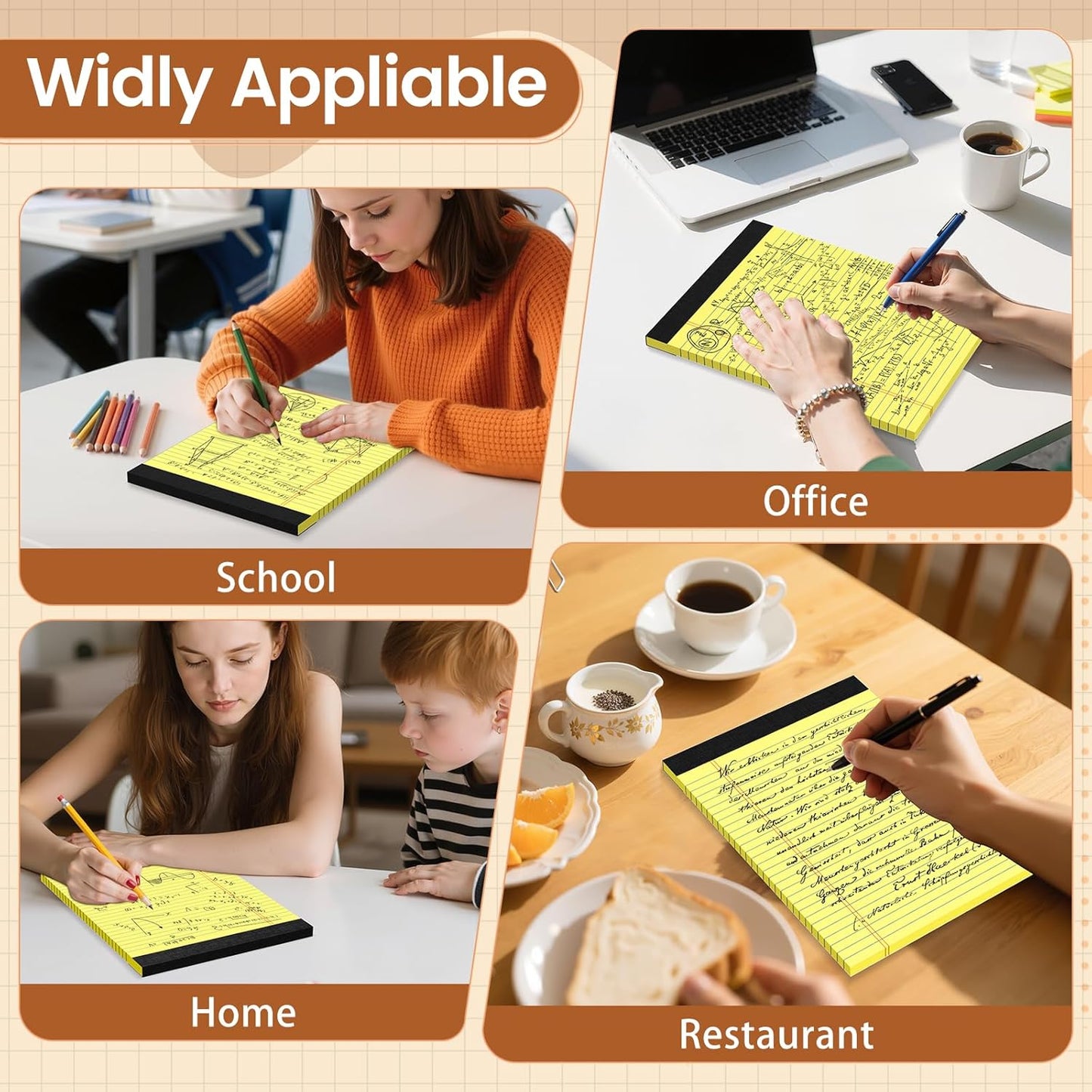 Legal Pads 8.5 X11, Narrow Ruled Notepads, 12 Pack, 50 Sheet/Pad, Yellow Legal Pads, Tear Off Notepad, Perforated Writing Pad, Notebook Paper College Ruled, Notepads for Office Home School, Notepad