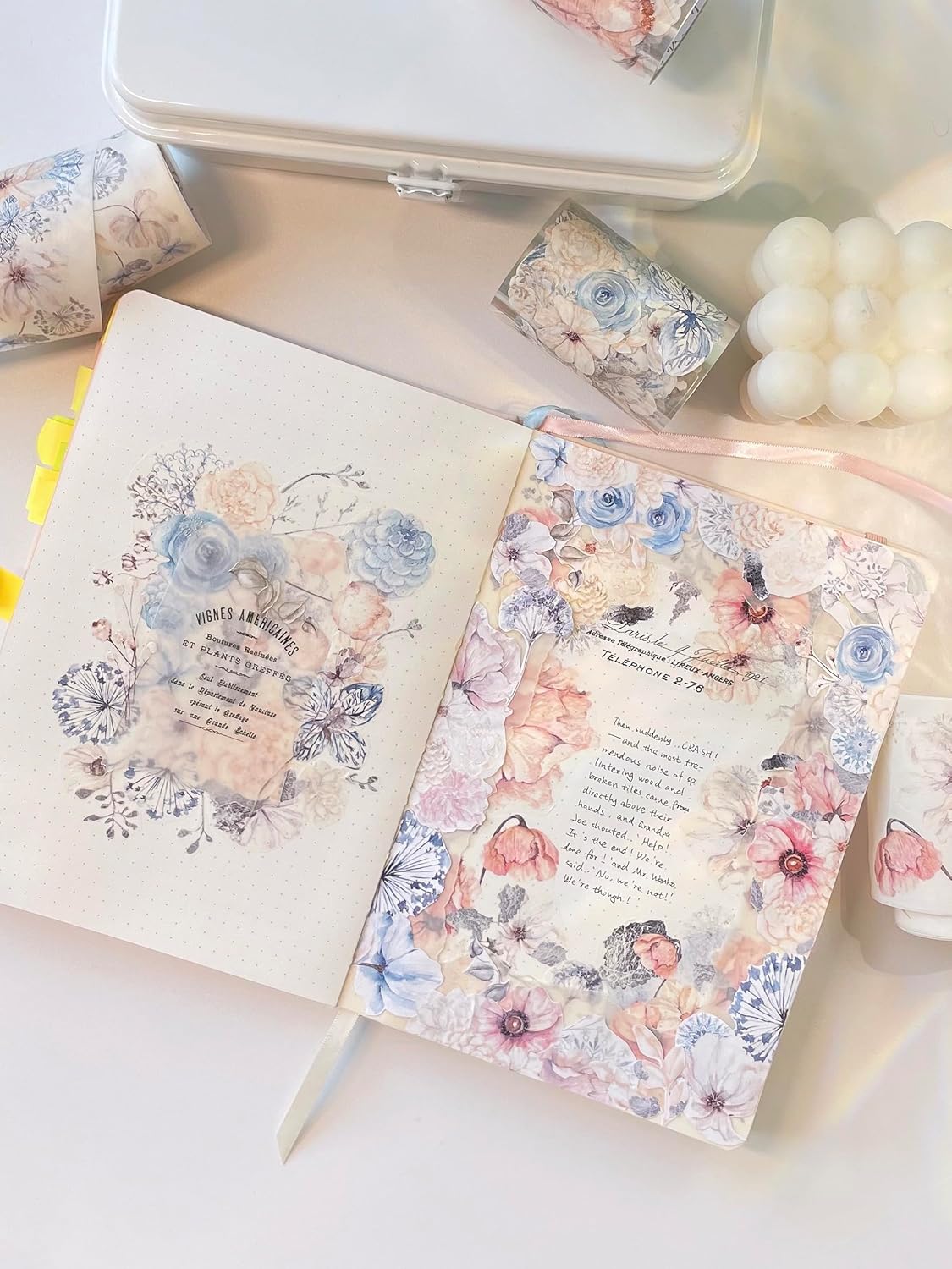 WT Frozen Wide PET Tape, Single Roll, Original Designs, Vintage Floral Decorative Tape, Transparent Adhesive Craft Tape for Journals, Scrapbooks, Bujo Planners, DIY Supplies, Holiday Gifts