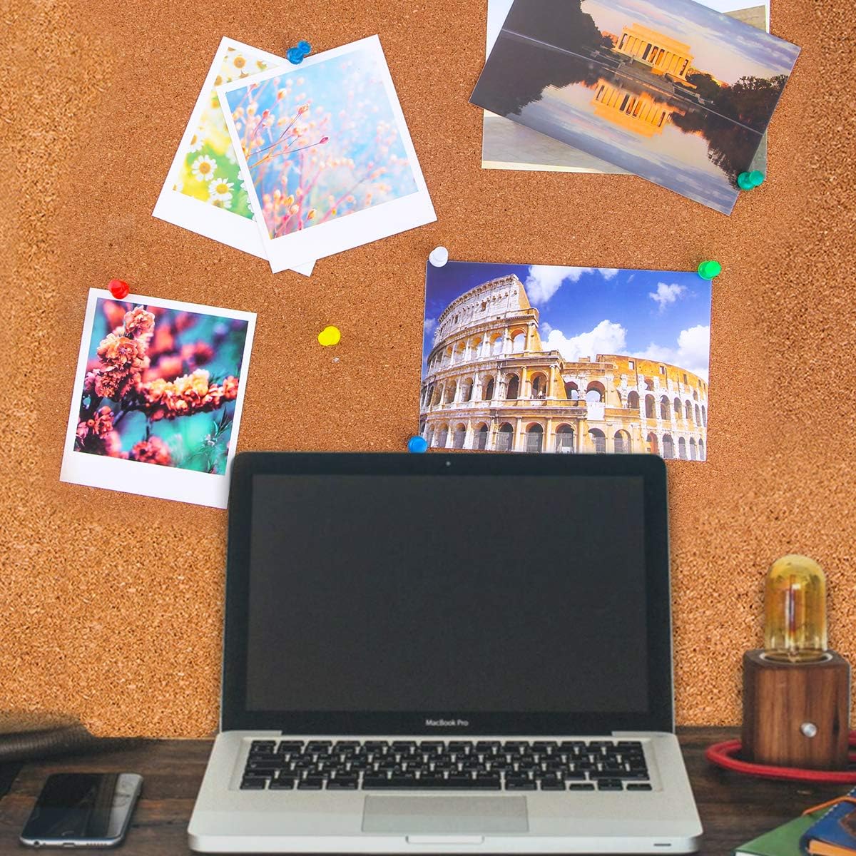 Yalis Push Pins 600 Count Clear Multicolored, Standard Thumb Tacks Steel Point and Clear Multi-Colors Plastic Head