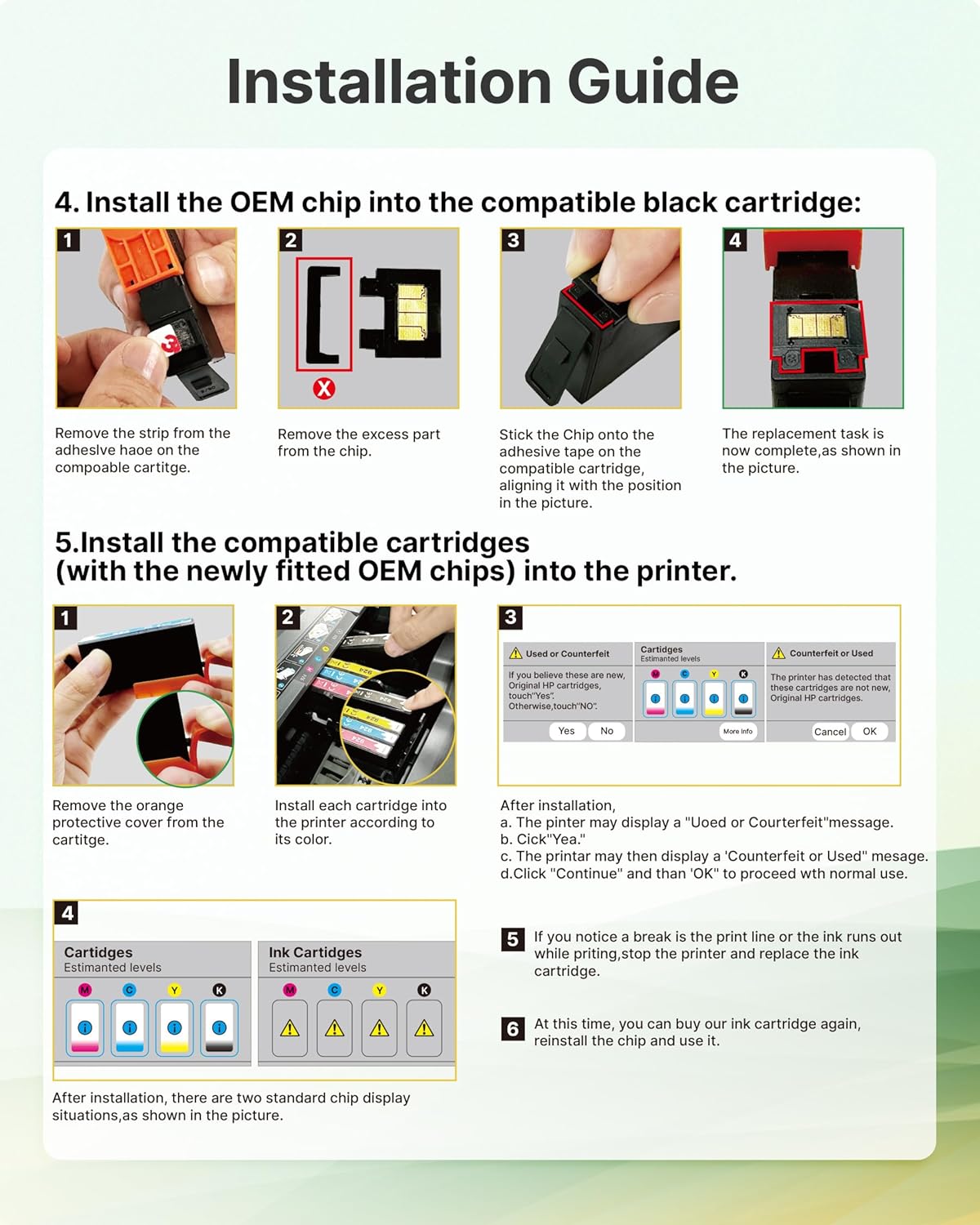 923 Ink Cartridges for HP Printers Replacement for HP Ink 923 923XL 923e Use with OfficeJet Pro 8135e 8130e 8139e 8138e 8122e 8120 8124e 8125e 8130 8132e 8134e Printer (Black Cyan Magenta Yellow)