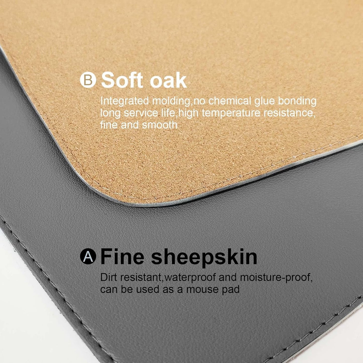 DAWNTREES Dual Sided Desk Mat,Leather Desk Pad,35.5"x17",Cork Desk Mat Protector,with PU Leather Valet Tray Organizer,Large Mouse Pad,Desk Writing Pad for Office and Home(Dark Gray)