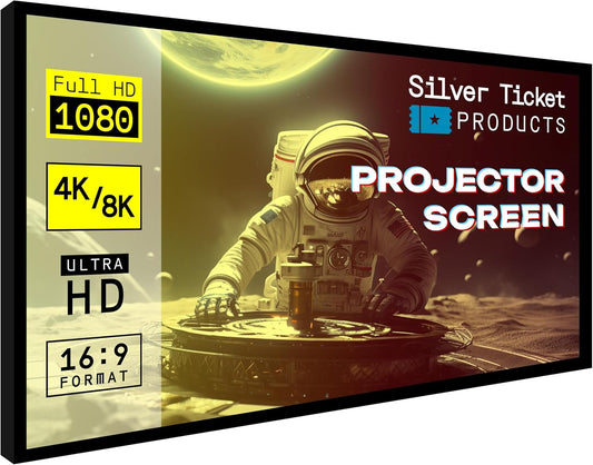 Silver Ticket Products STR Series 6 Piece Home Theater Fixed Frame 4K / 8K Ultra HD, HDTV, HDR & Active 3D Movie Projection Screen, 2.35:1 Format, 125" Diagonal, Silver Material STR-235125-S