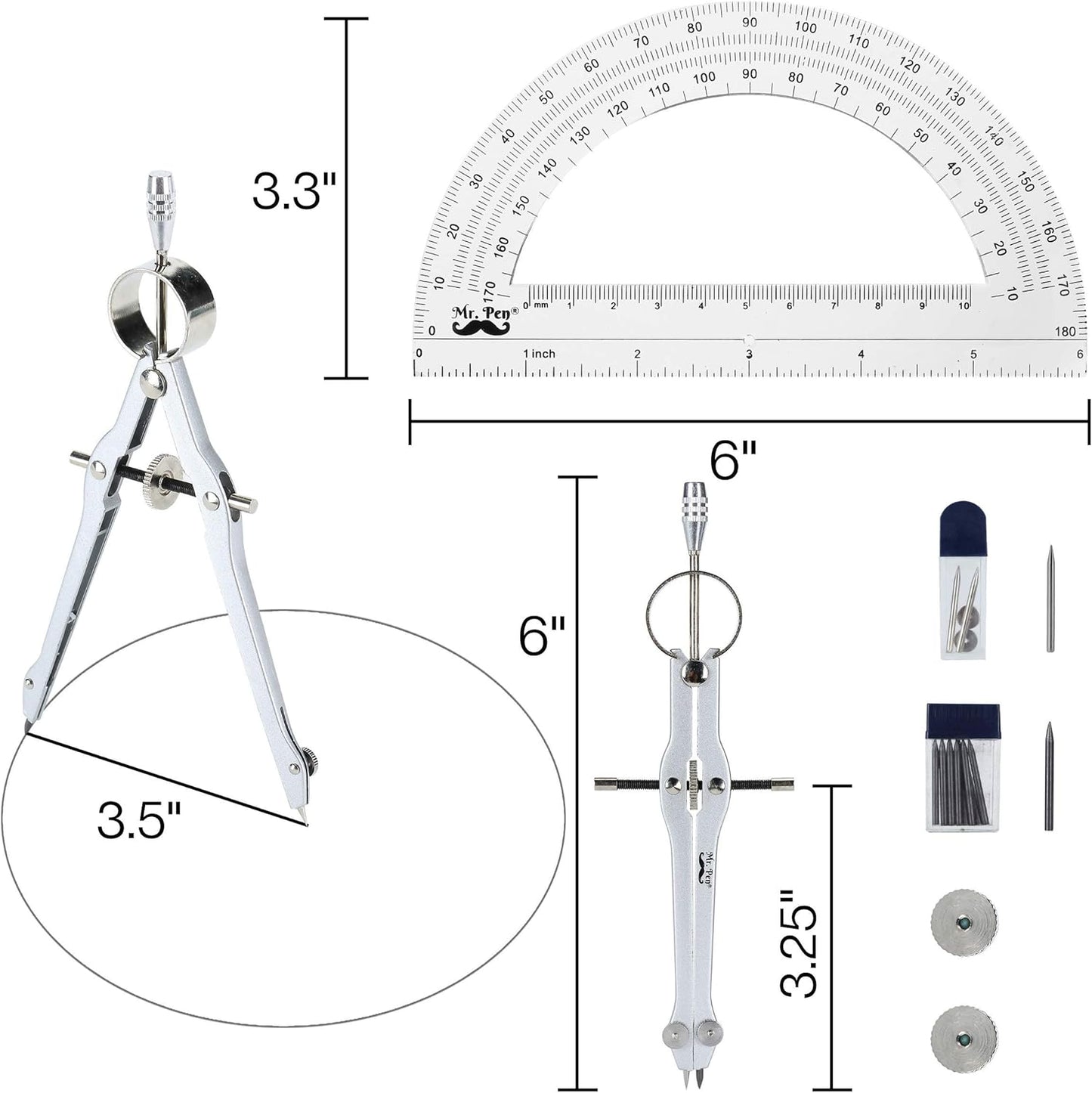 Mr. Pen- Protractor and Compass Set, Compass Protractor Set, Protractor, Compass for Geometry, Math Compass, Compass School, Math Compass and Protractor, Geometry Tools Set, Back to School Supplies