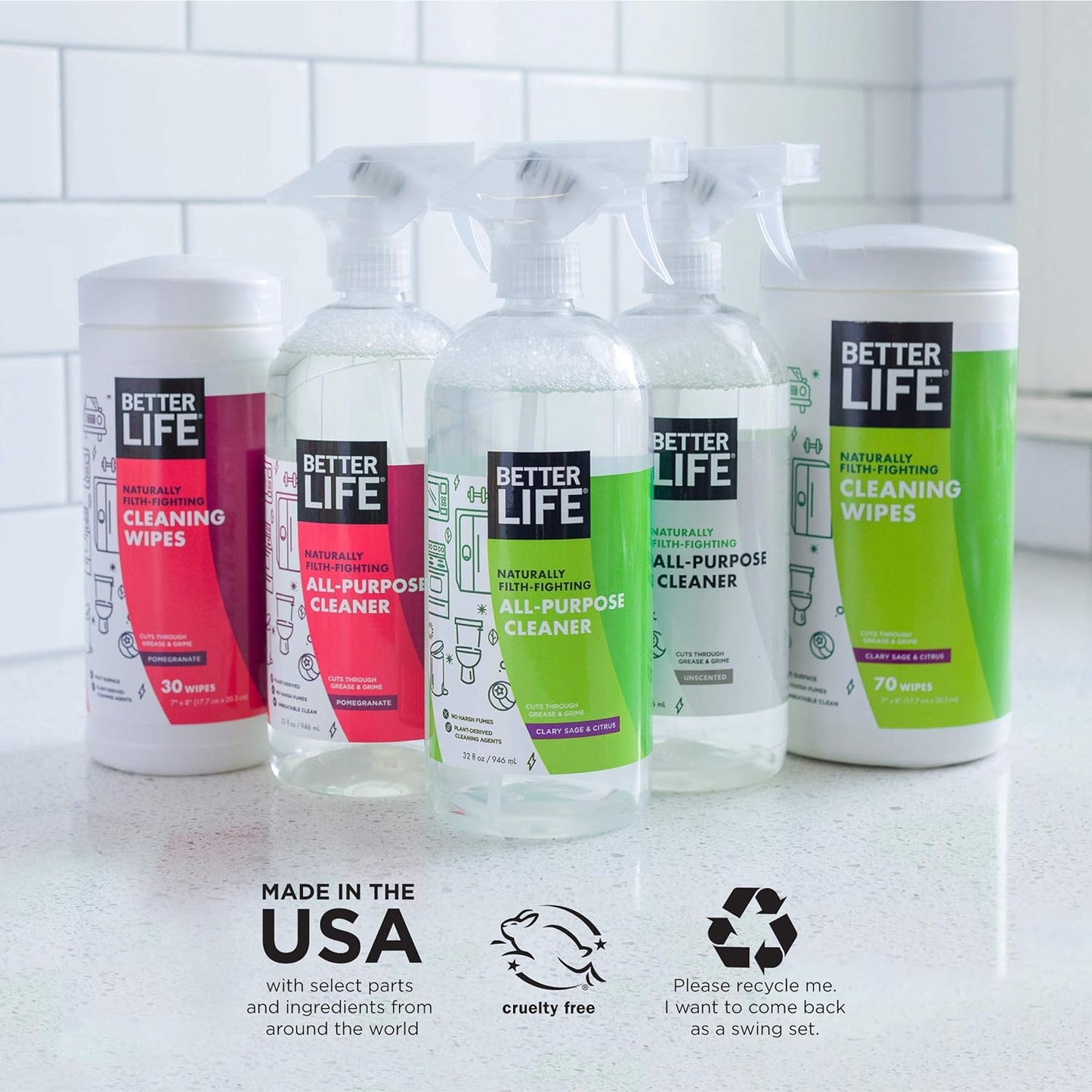 Better Life Multi Surface Cleaner - Plant Derived Cleaner Spray, Non-Toxic All Purpose Cleaners, Eco-Friendly Non Toxic Cleaning Supplies for Home, Currant and Citrus Scent, 32 Fl Oz