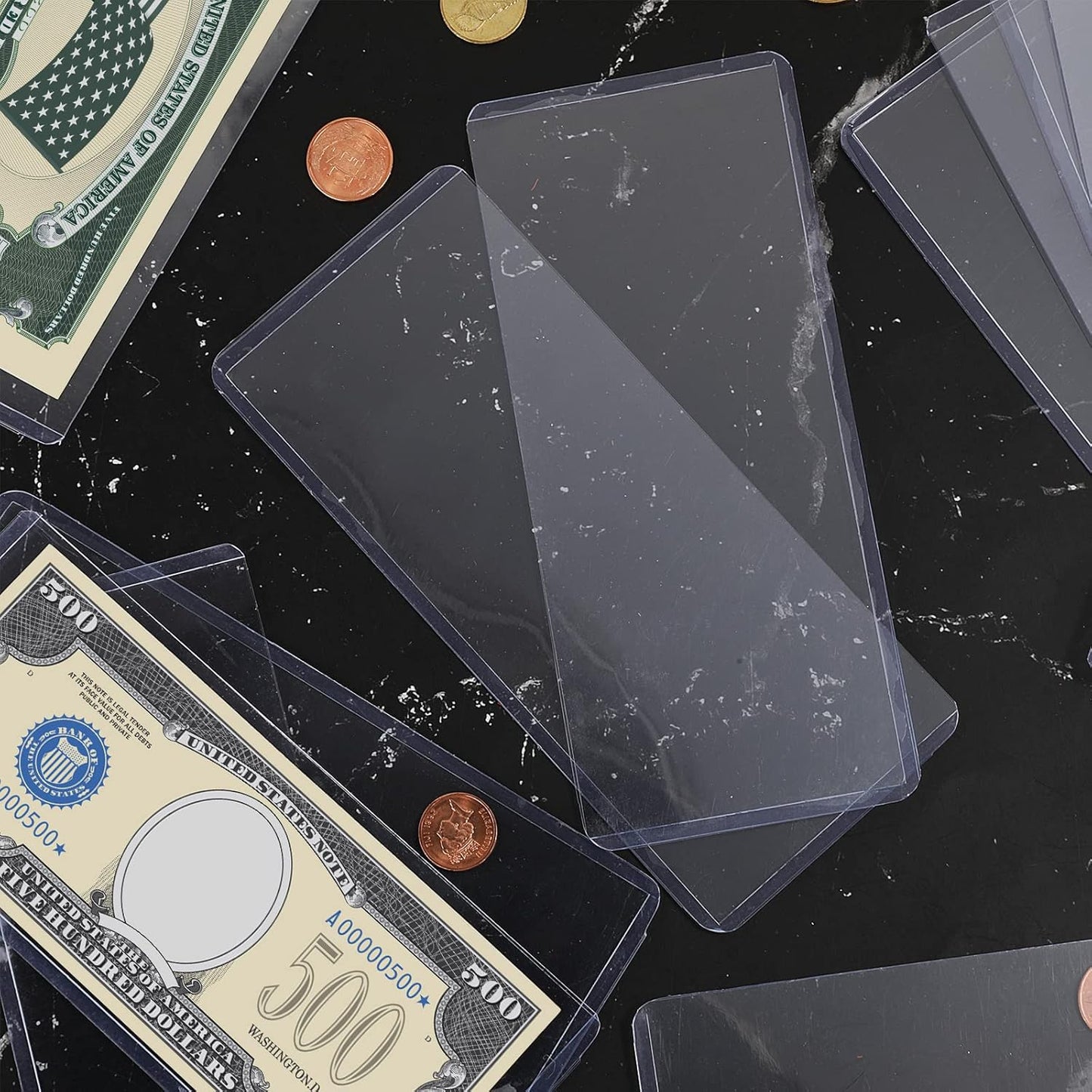 Sepamoon 200 Pieces Dollar Bill Sleeves, 6.9 x 2.95 Inch Hard Plastic Clear Currency Sleeves Waterproof Currency Holder Dollar Bills Display Protector Organizer Case Supplies for Collectors