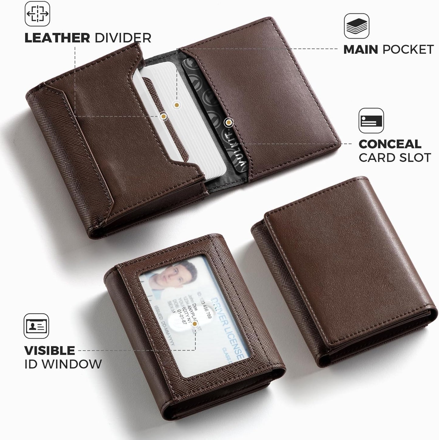 Real Leather Business Card Holder Premium RFID Blocking Card Case with ID Window and Magnetic Closure Holds Up to 40 Business Cards (Espresso)