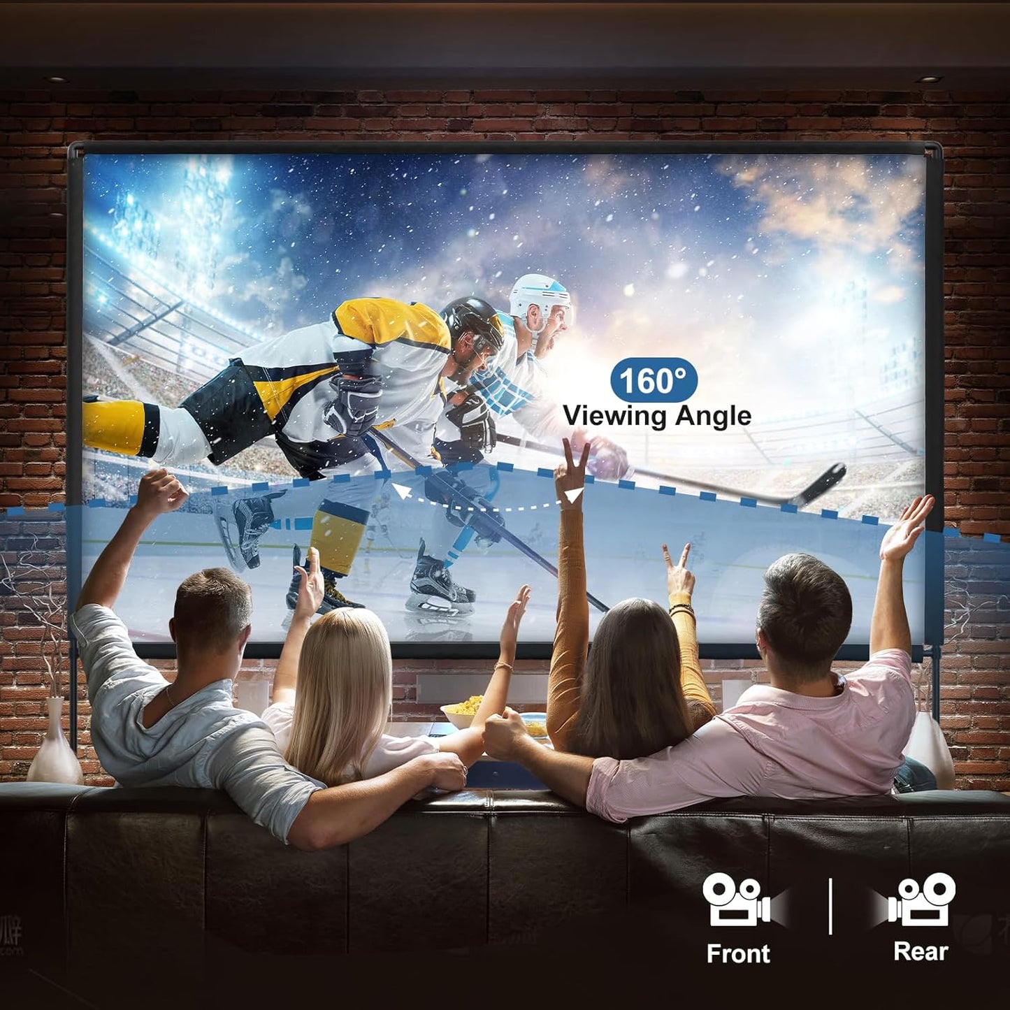 Projector Screen with Stand, Qoolfoto 100 Inch Portable Projector Screen & Tripod, Indoor Outdoor Projection Screen 16:9 4K HD Wrinkle-Free Movie Screen with Carry Bag for Backyard Party Home Theater