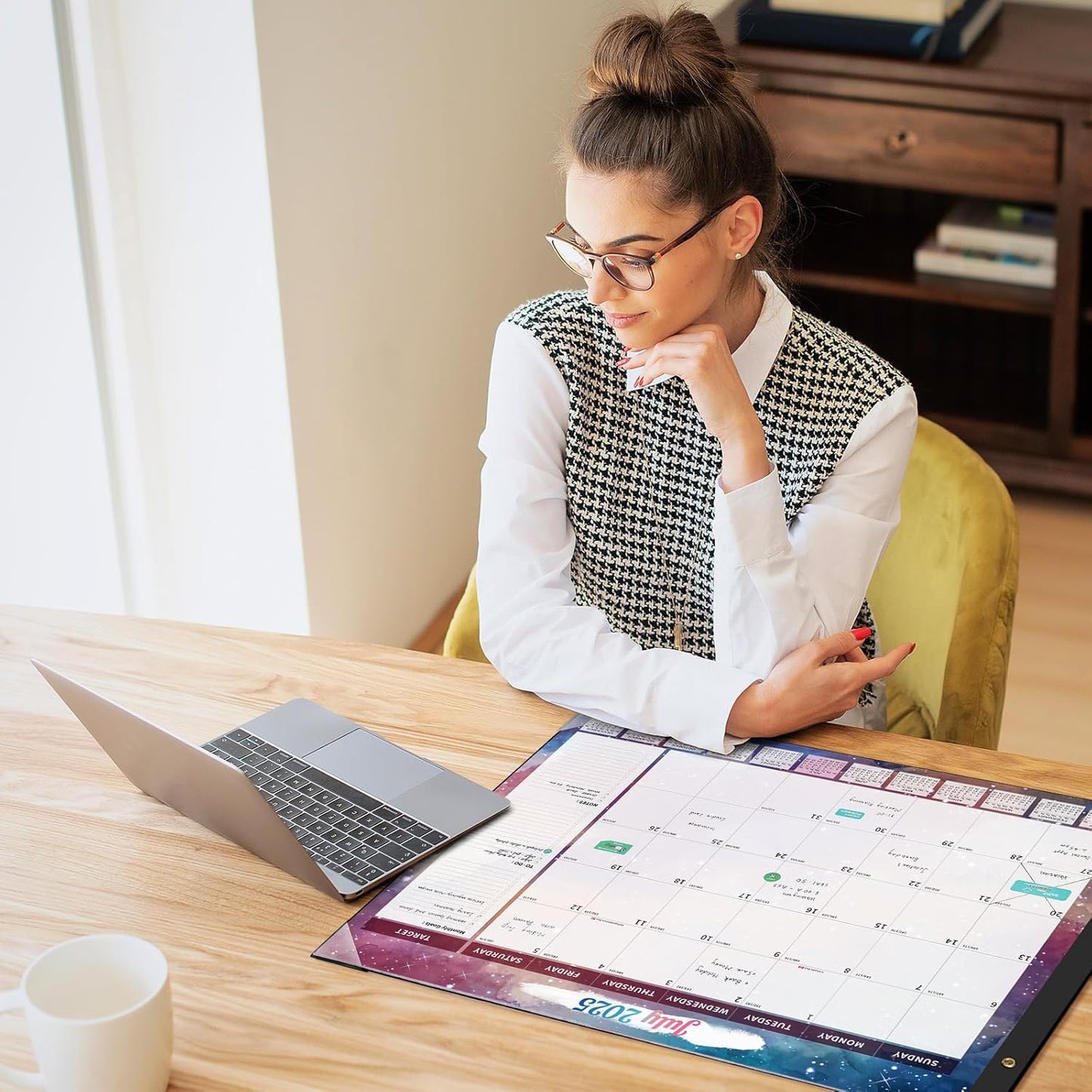 Ospelelf Desk Calendar 2025-2026 Large 22"x17" Monthly Family Planner Pad with Protective Cover 18 Months July 2025 to December 2026 Starry Sky