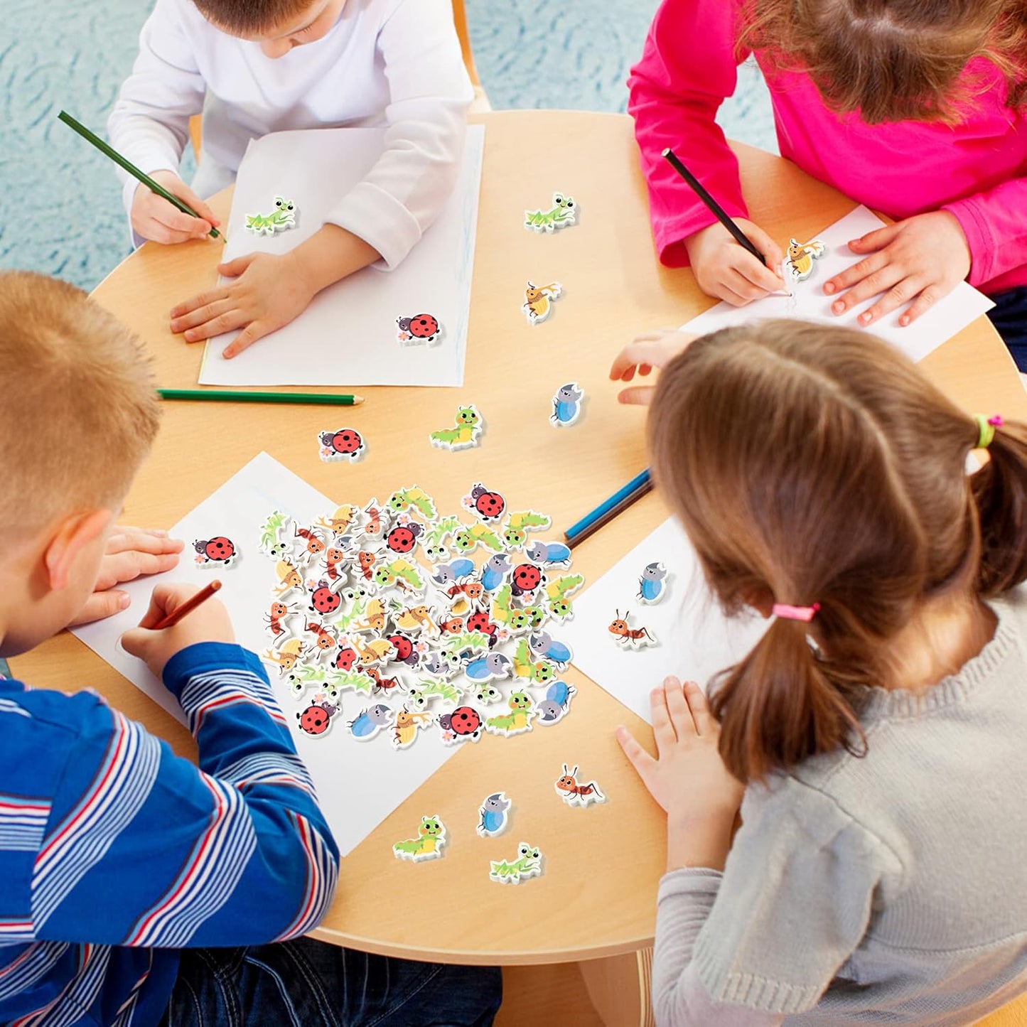 ANGOLIO 60Pcs Mini Eraser for Kids Bulk Insects Assorted Summer Pencil Eraser Cute Puzzle Erasers Desk Pet Classroom Prizes Student Back to School Supplies Homework Rewards Gift Filling Party Favors