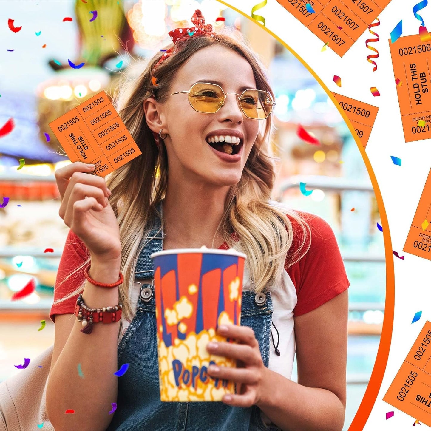 Kosiz 1000 Sheets 5 Bid Raffle Ticket Sheets Chinese Auction Tickets Numbers for Basket Events and Silent Auctions (Orange)