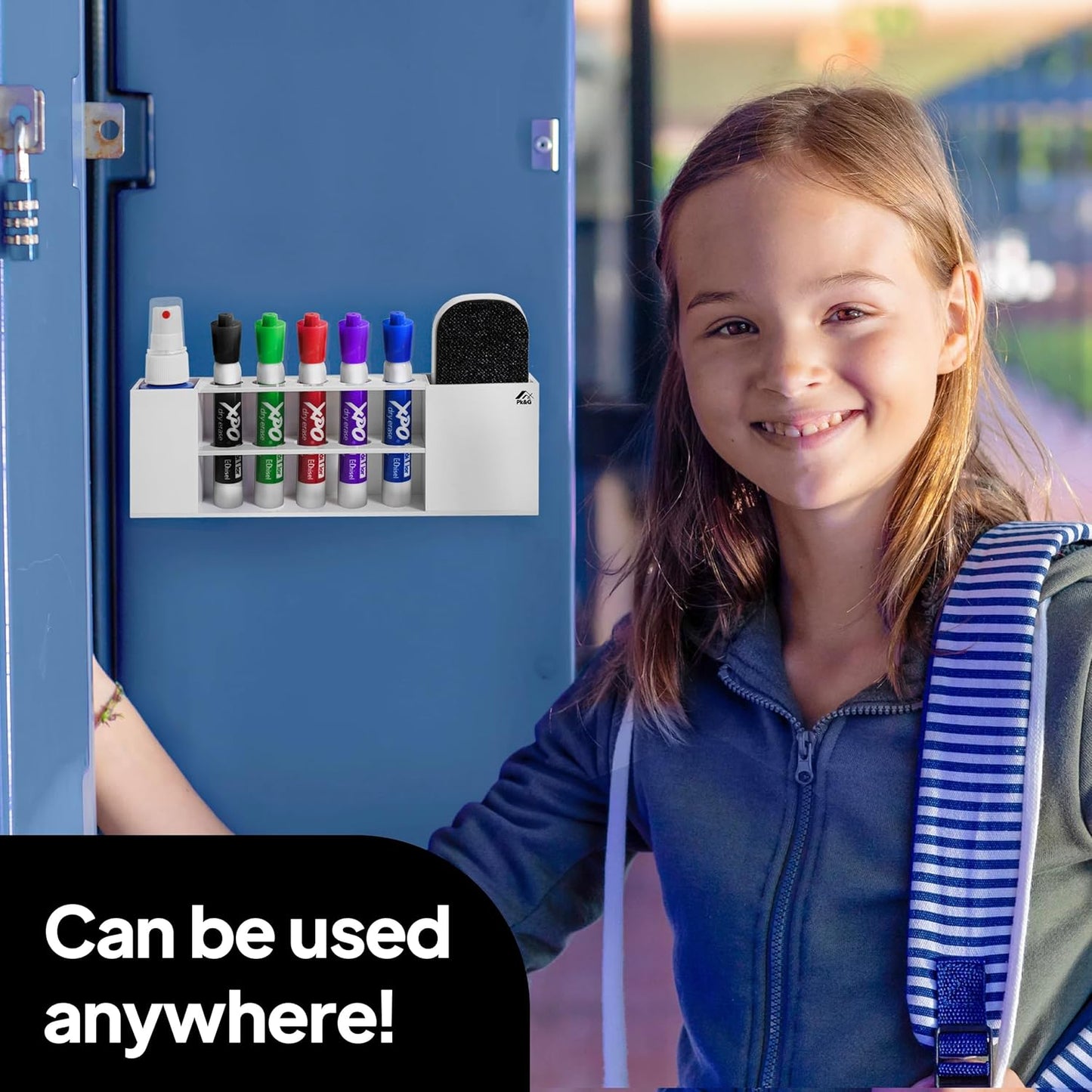 Slim Magnetic Dry Erase Marker Holder for Whiteboard, Space Saving Pen Organizer with Glass and Wall Mount Accessories for Fridge, Office, and School. (White)