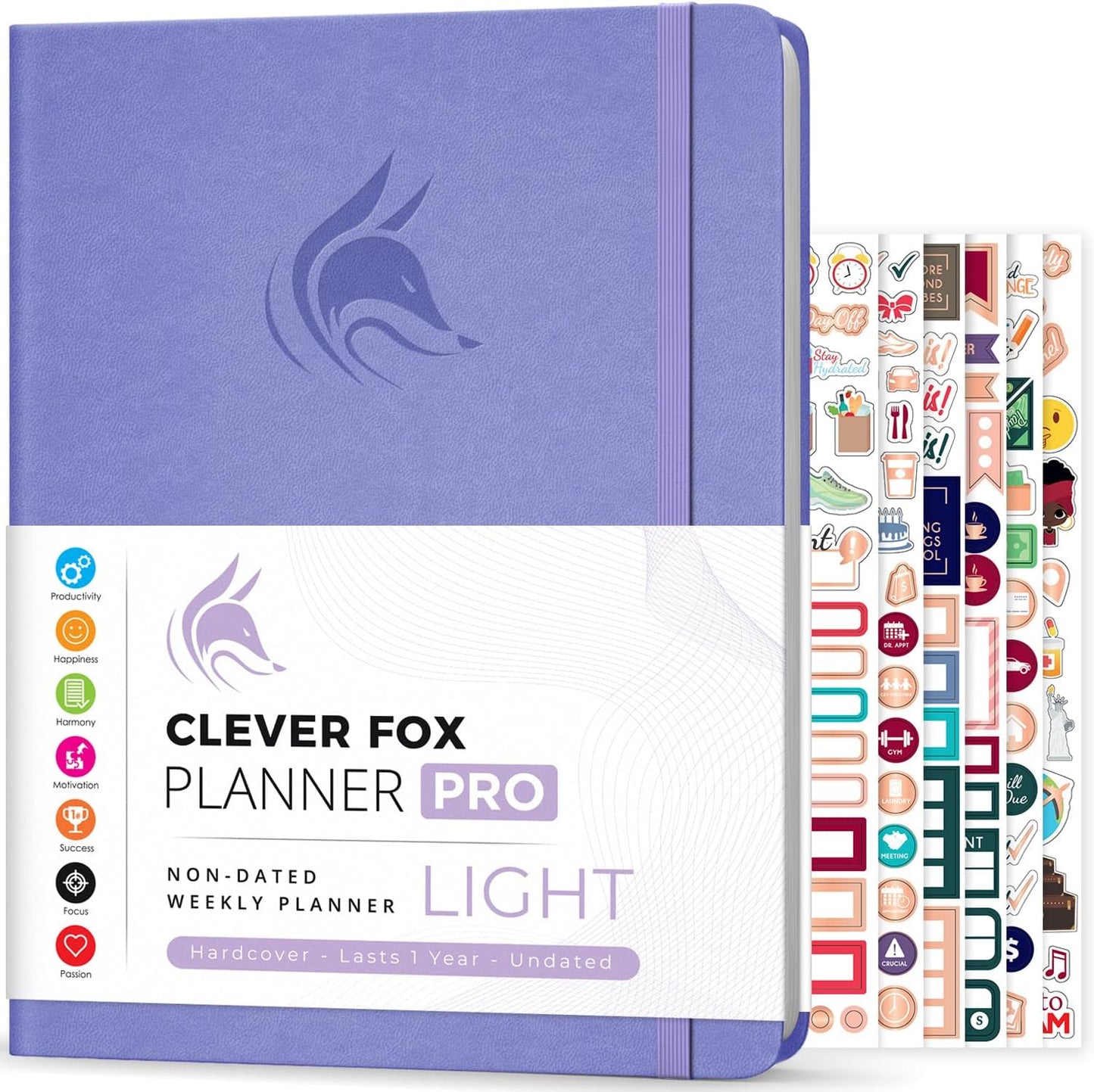 Clever Fox Planner PRO Light – Weekly & Monthly Life Planner to Increase Productivity, Time Management and Hit Your Goals, 8.5x11″ (Lavender)
