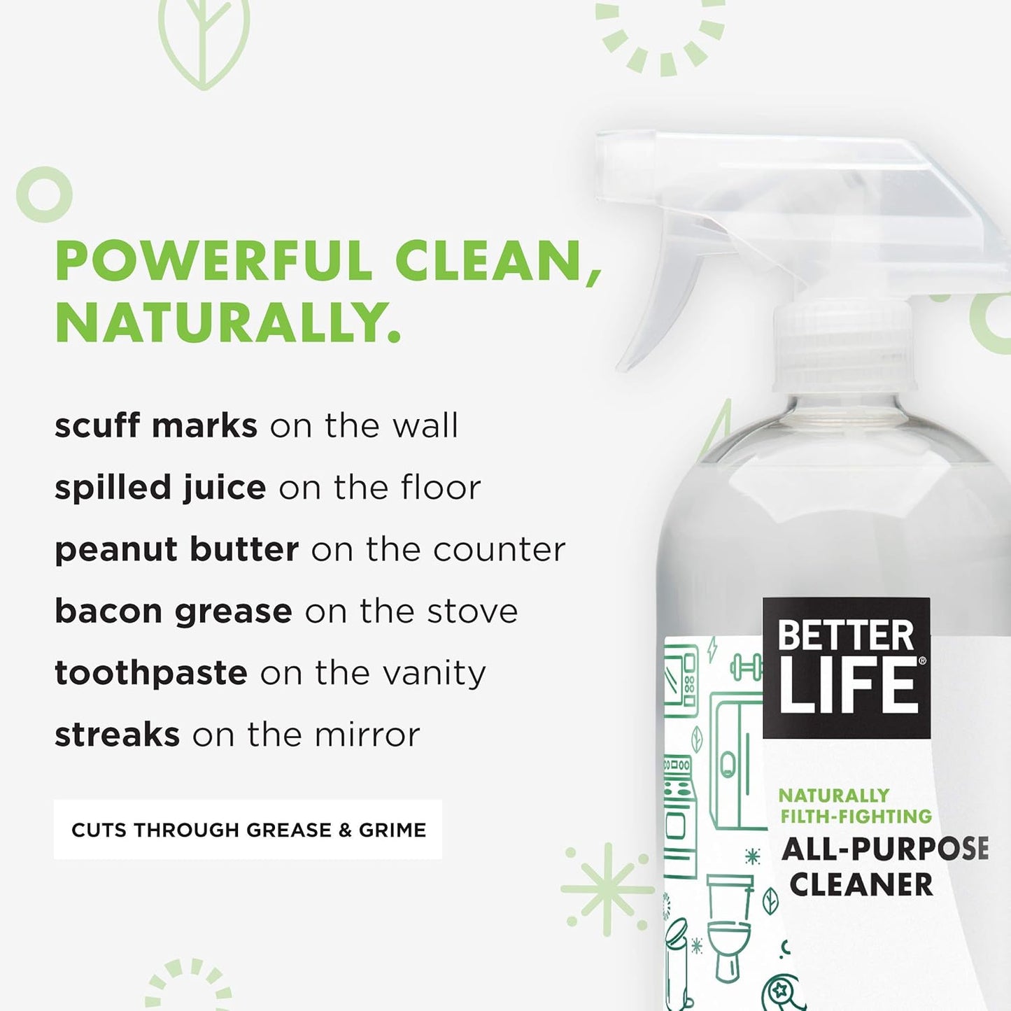 Better Life All Purpose Cleaner - Multipurpose Home and Kitchen Cleaning Spray for Glass, Countertops, Appliances, Upholstery & More - Multi-surface Spray Cleaner - 32oz (Pack of 2) Unscented