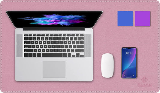 K KNODEL Desk Mat, Blotter, Dual-Sided Office Desk Pad, Waterproof Desk Mat for Desktop, Desk Blotters, PVC Leather Pad Protector (Purple, 23.6" x 13.8")