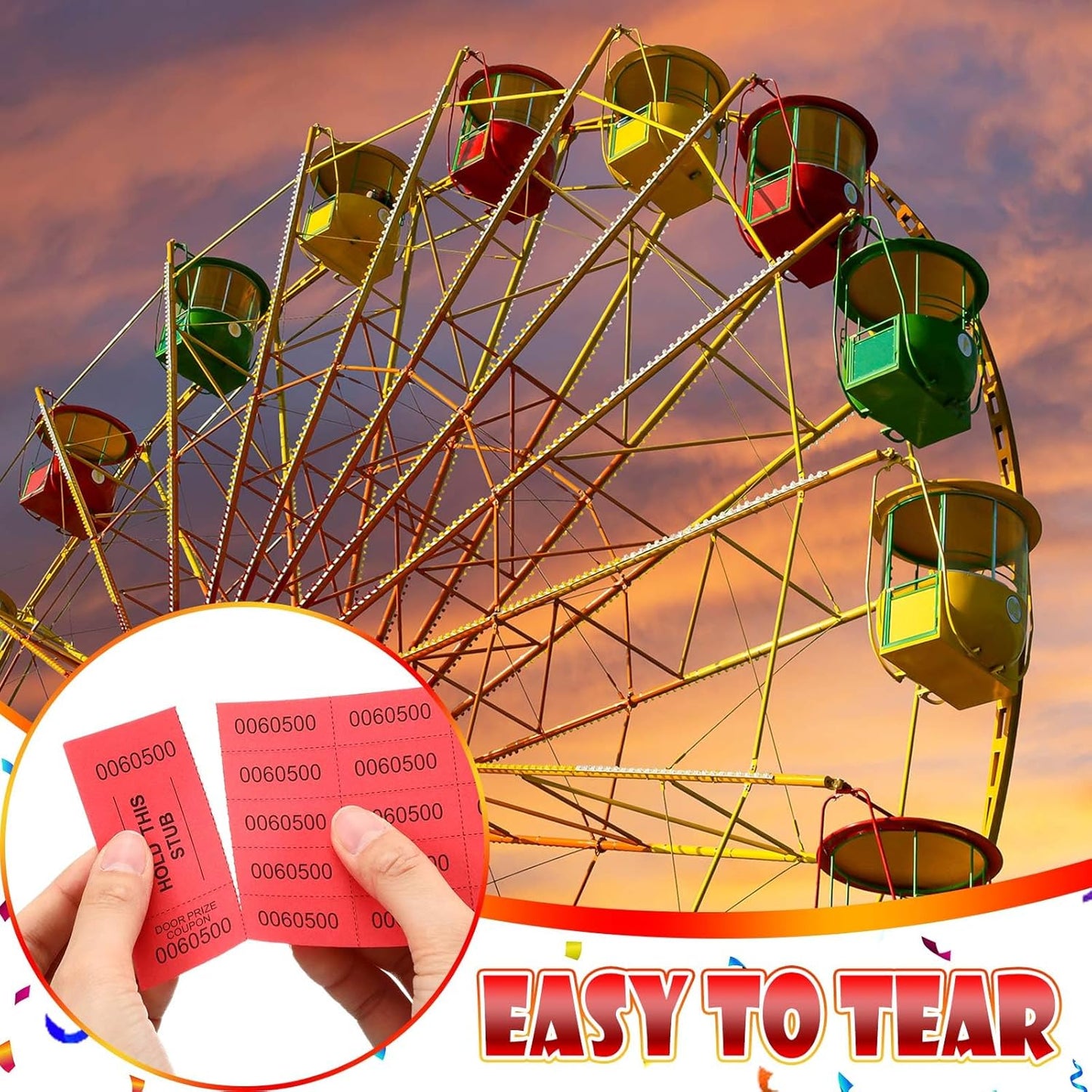 Kosiz 1000 Sheets 20 Bid Raffle Ticket Numbers Auction Tickets for Events & Church (Red)