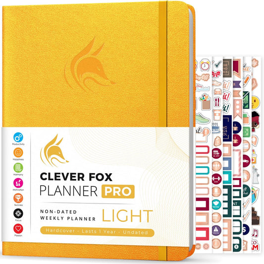 Clever Fox Planner PRO Light – Weekly & Monthly Life Planner to Increase Productivity, Time Management and Hit Your Goals, 8.5x11″ (Amber Yellow)