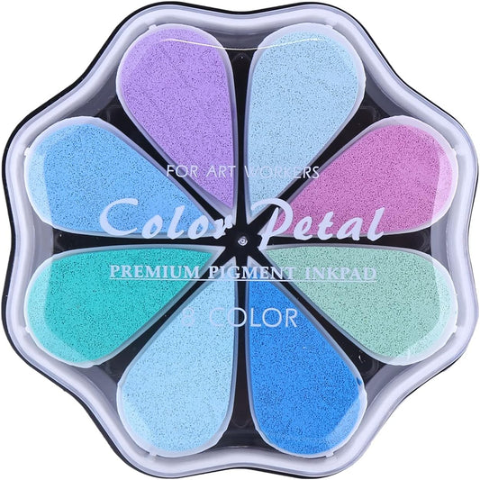 Petal Ink Pads for Rubber Stamps Waterdrop Shaped Stamp Pads with 8 Assorted Colors (Set 1005)