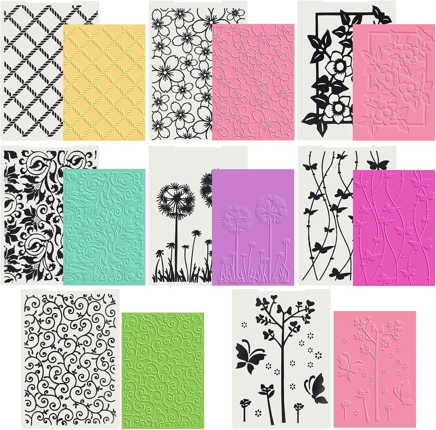 8-Piece Plastic Embossed Folders Template DIY Craft Template Photo Album Decoration