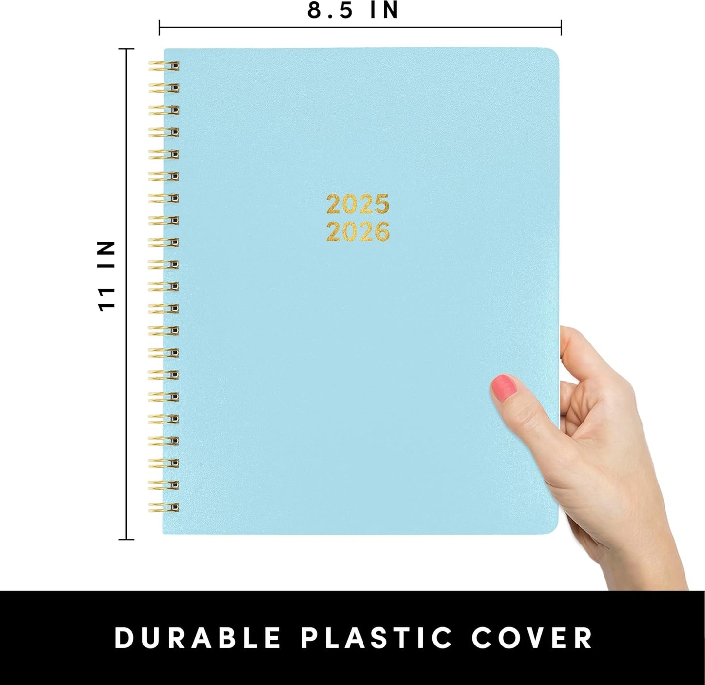 PAPERAGE 17 Month Academic Planner 2025-2026, Weekly & Monthly Spreads, August 2025 - December 2026, Large (8.5 in x 11 in), Light Blue