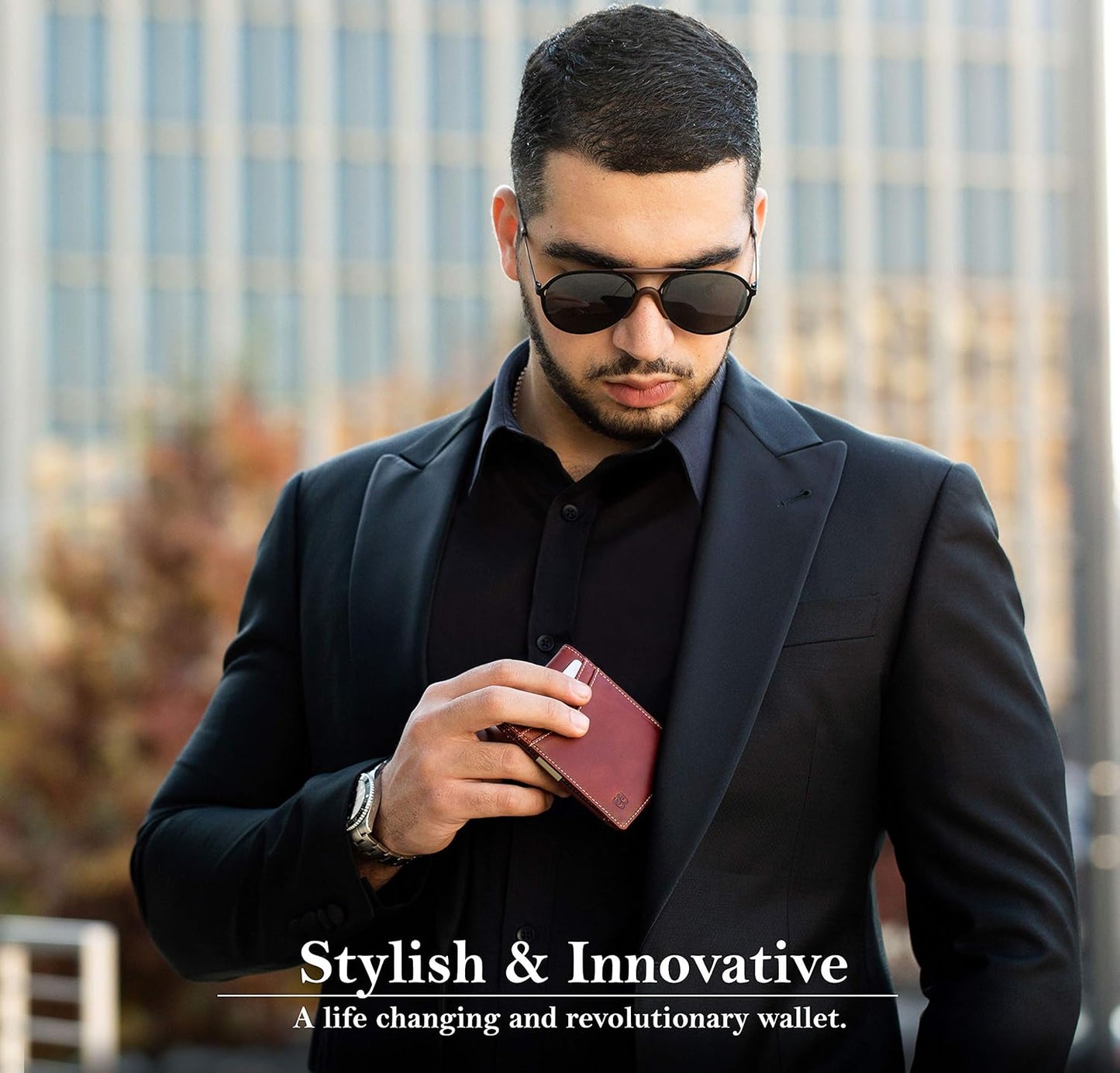 SERMAN BRANDS Money Clip Wallet - Mens Wallets slim Front Pocket RFID Blocking Card Holder Minimalist Mini Bifold