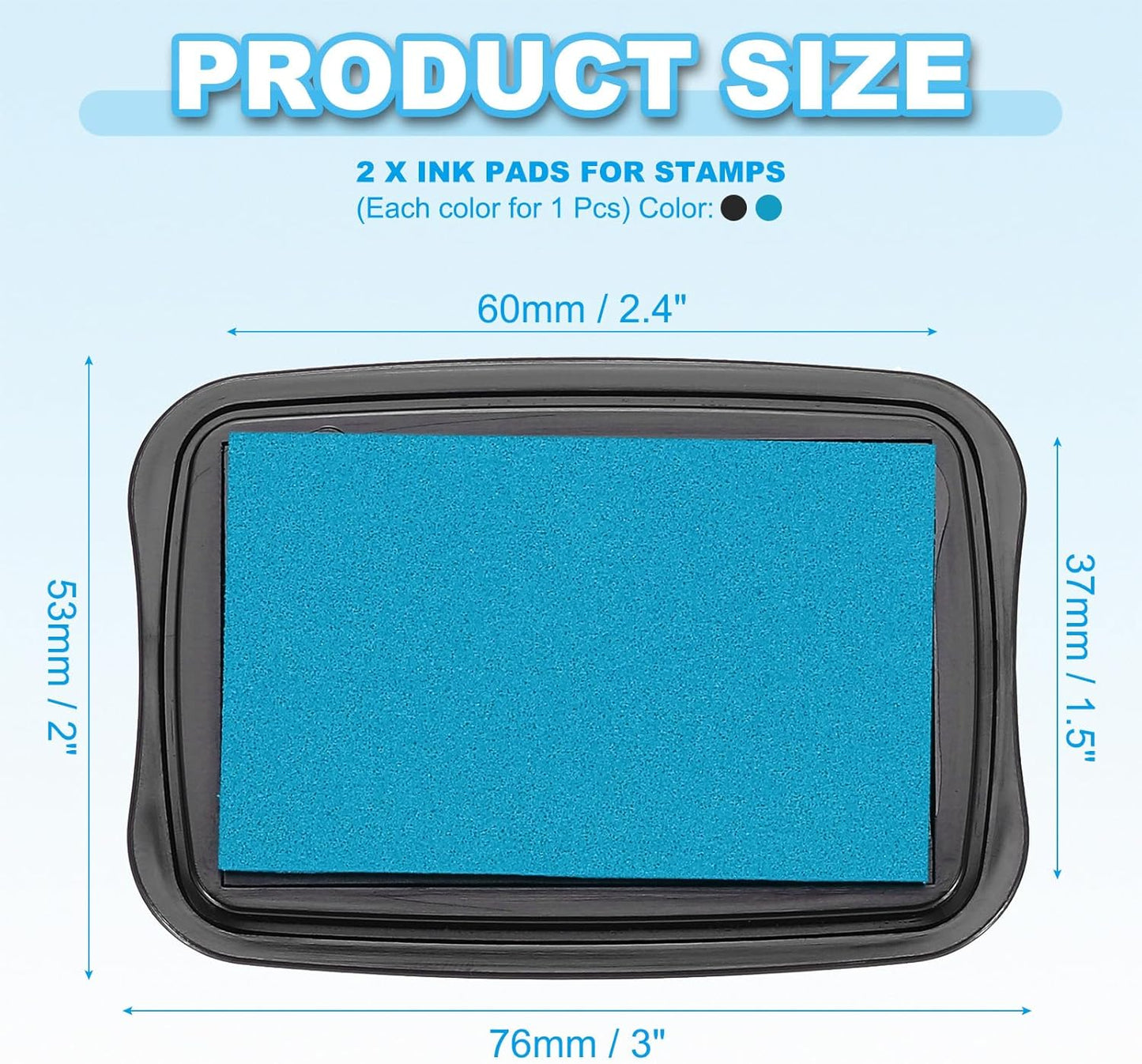 PATIKIL 3"x2" Large Stamp Pad, 2Pcs Washable Craft Ink Pad for Rubber Stamp Card Making Stamping Scrapbook Fingerprint Handprint, Blue/Black