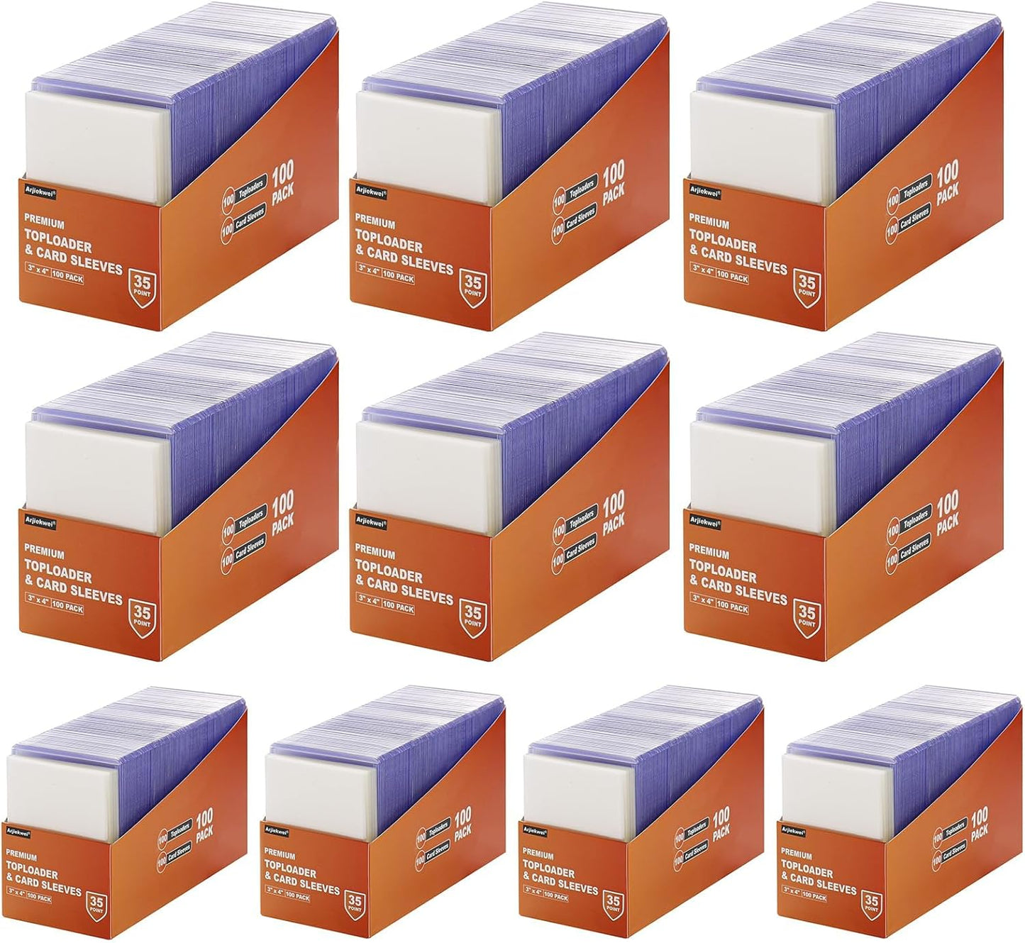 2000 Card Sleeves Top Loaders for Cards, Arjiekwei 3"X4" Baseball Card Protectors Hard Plastic, Premium Toploader Card Holder for Trading Sport Football Game Card(1000 Top Loaders + 1000 Card Sleeves)