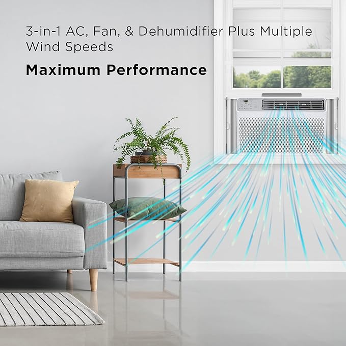 TCL H8W35W 8,000 8000 BTU Smart Window Air Conditioner, Fan & Dehumidifier, 350 Sq. Ft, Remote Control, Compatible with Alexa/Google Assistant, White