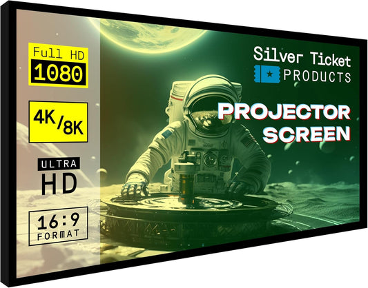 Silver Ticket Products STR Series 6 Piece Home Theater Fixed Frame 4K / 8K Ultra HD, HDTV, HDR & Active 3D Movie Projection Screen, 2.35:1 Format, 138" Diagonal, White Material STR-235138