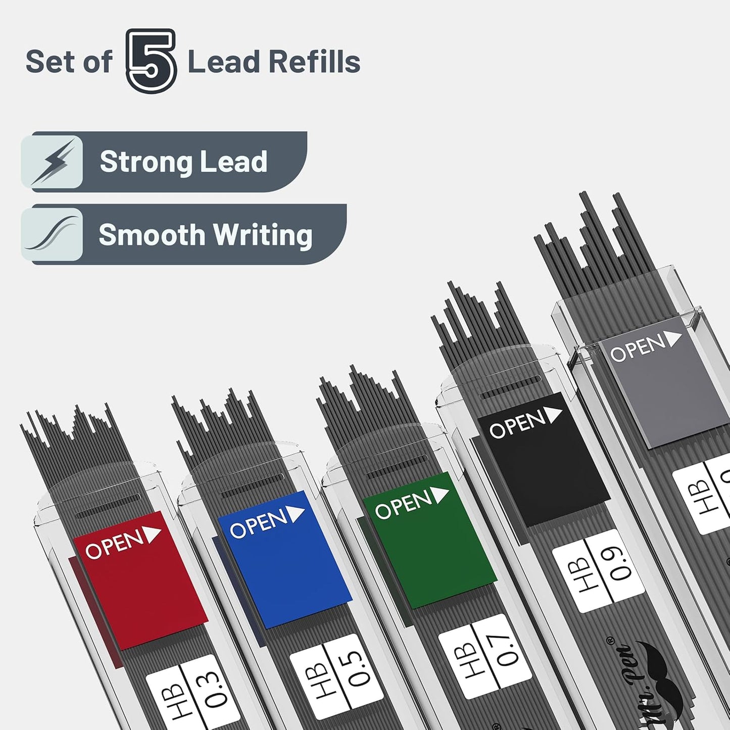 Mr. Pen Mechanical Pencil Set with Lead and Eraser Refills, 5 Sizes - 0.3, 0.5, 0.7, 0.9 and 2 Millimeters, Drafting, Sketching, Illustrations, Architecture, Back to School Supplies