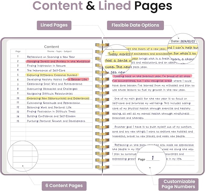 Lined Spiral Notebook Journal for Work, 300 Pages Thick B5 (7.1"x10") College Ruled Journal for Women & Writing, Hardcover Notebook for Note Taking, Perfect for Office Home School Supplies, Purple