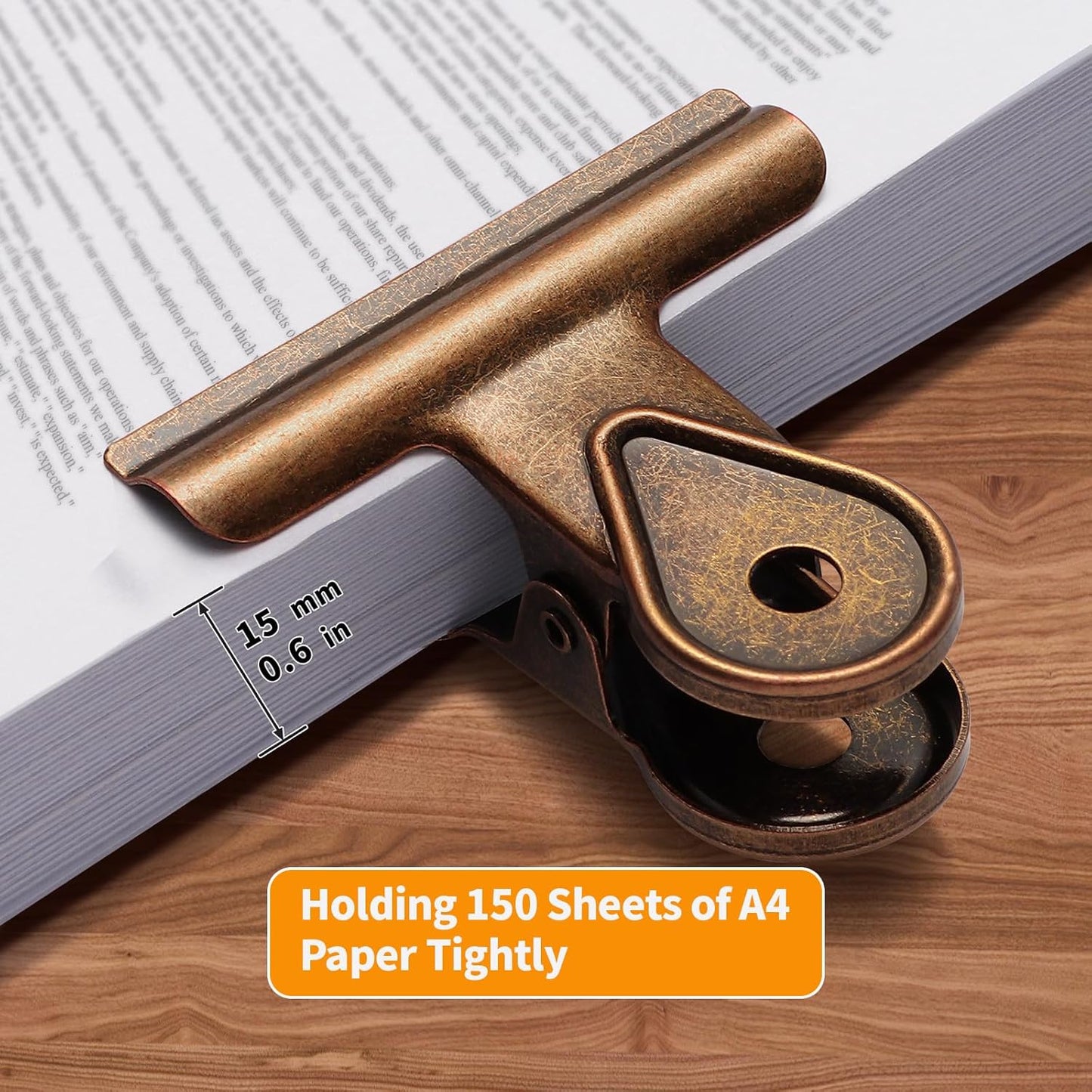 SIAMESE Bulldog Clips, 8 Pcs Binder Clips for Office & Kitchen, Multi-Purpose Binder and Food Bag Clamps for Sealing, Storage, Hanging (Red Bronze)