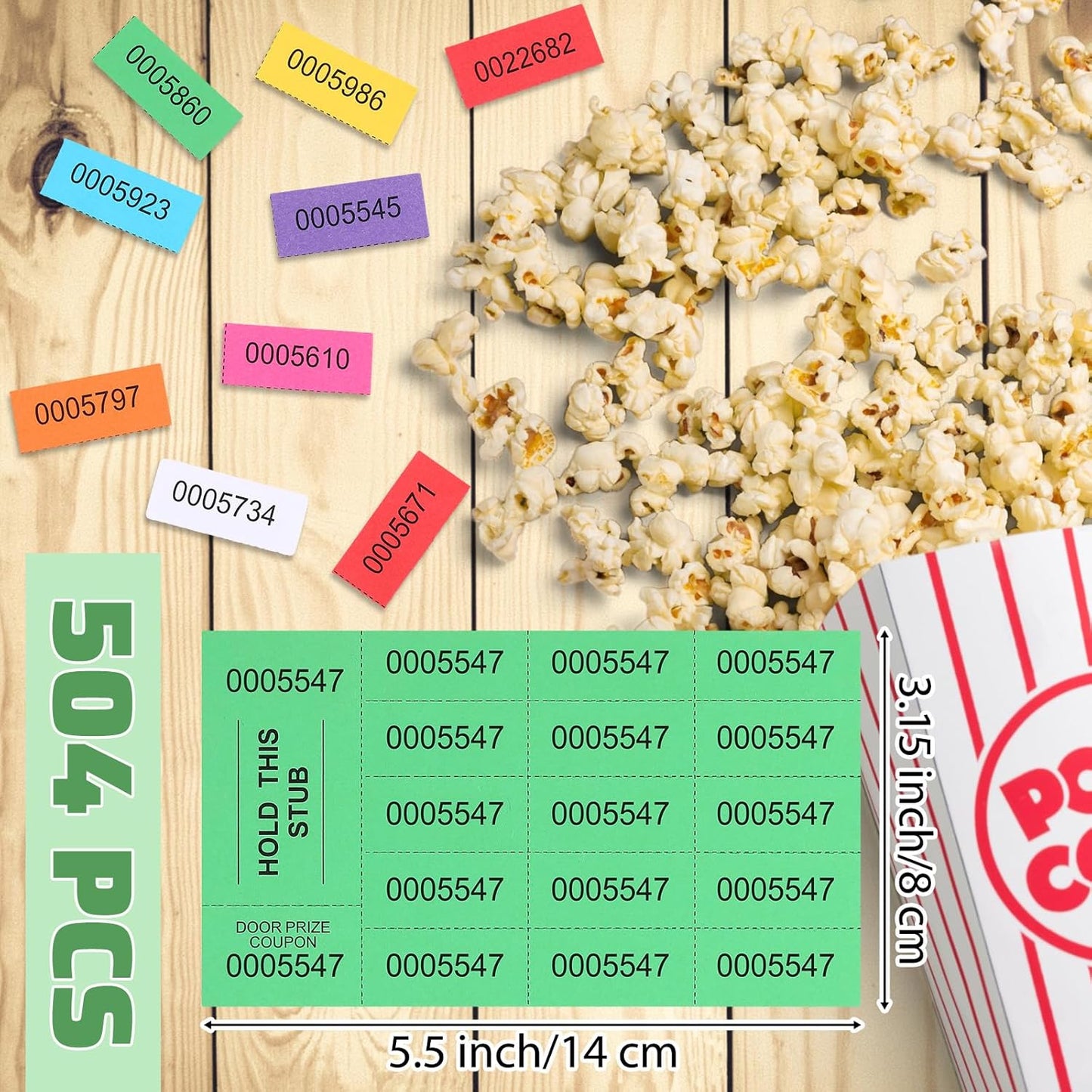 Kosiz 504 Sheets 15 Bid Raffle Ticket with Different Numbers Per Sheet Chinese Auction Tickets for Events Church Basket Auction Silent (Mixed Color)