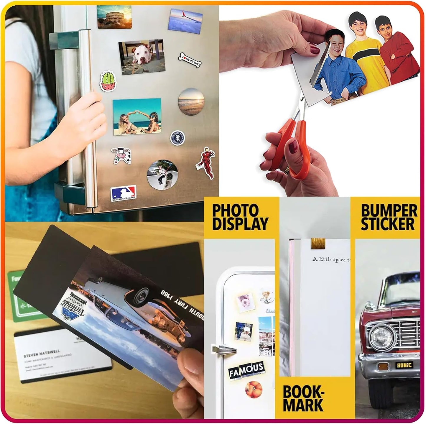 Business Card Magnets Peel and Stick 250 Pack - 2" x 3.5 Magnetic Sheets with Adhesive Backing for Crafts, DIY - Strong Craft Flexible Self Sticky Magnet Set for School Classroom, Fridge, Photo, Cards