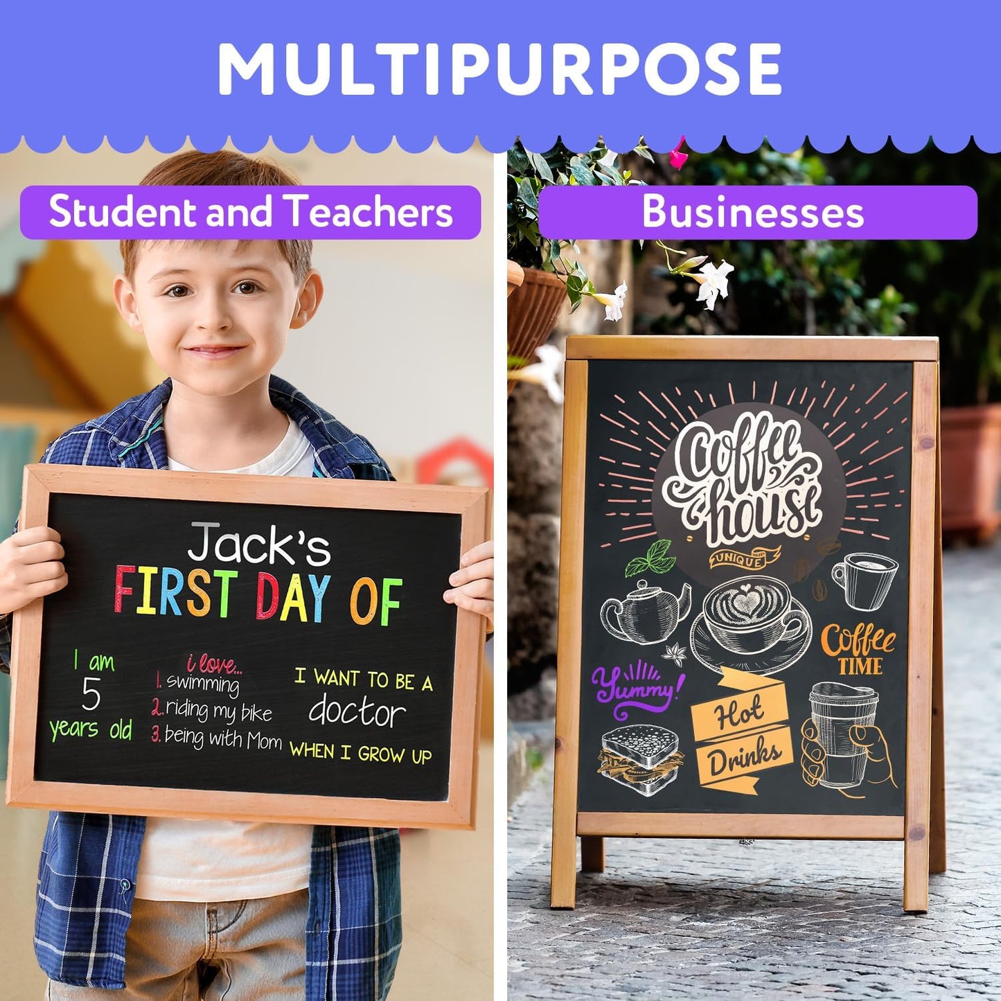 TFIVE Red Liquid Chalk Markers - 2 Pack Bright Colors Erasable Chalk Marker Pens, Reversible Tip, Non-Toxic, for Chalkboards, Signs, Glass, Easy to use Chalk markers TF800