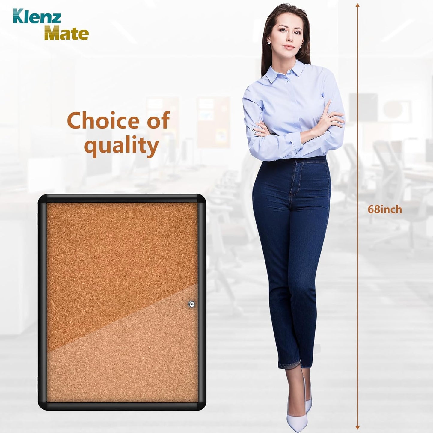 26"x20" Enclosed Cork Bulletin Board Tamper-Proof Dispaly Case, Aluminium Frame, Shatter Resistant Lockable Bulletin Board with Clear Acrylic Door for School,Office,Mall,Community,Hospital,Church