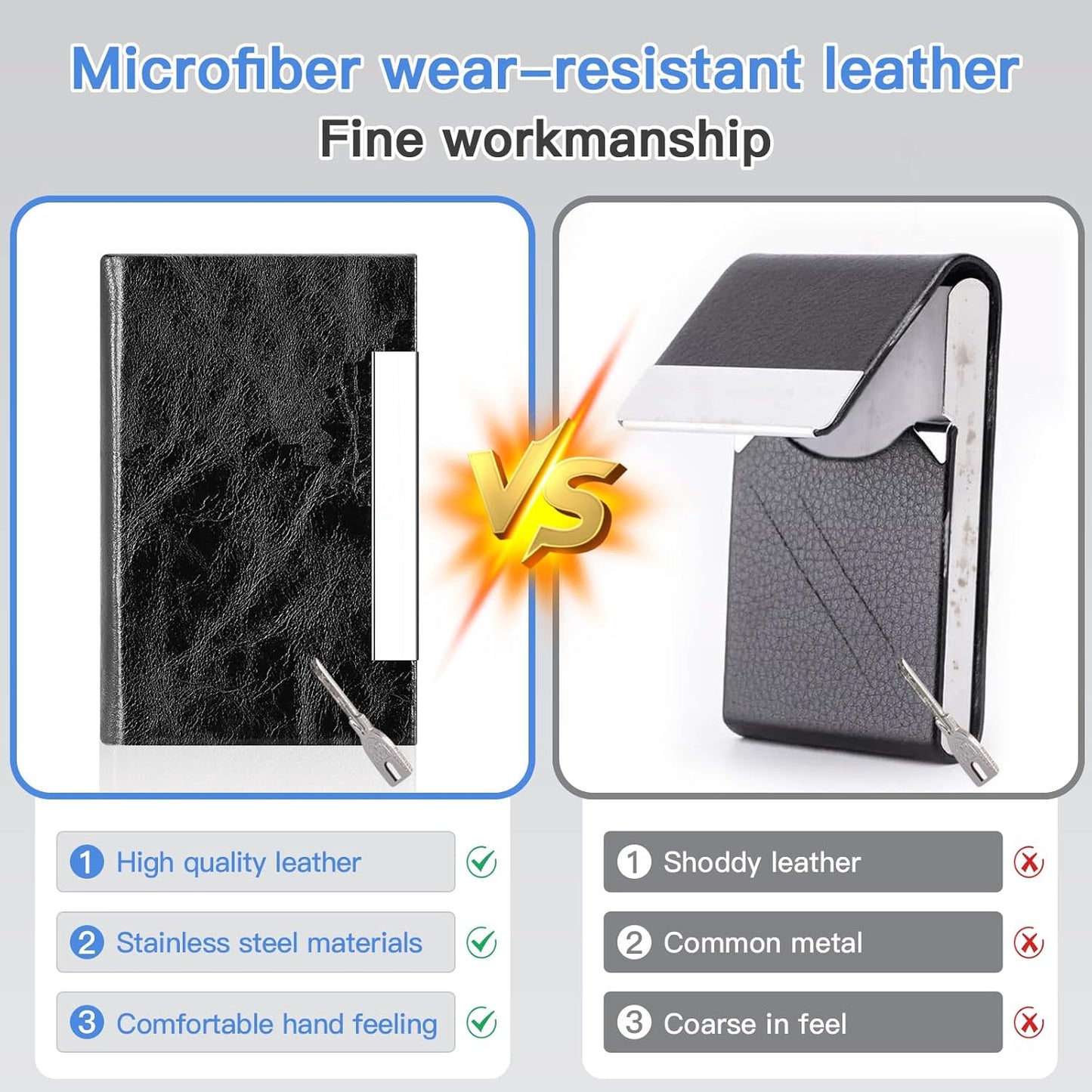 Padike Business Card Holder, Faux Leather Wallet with RFID Protection, V-Black, Unisex