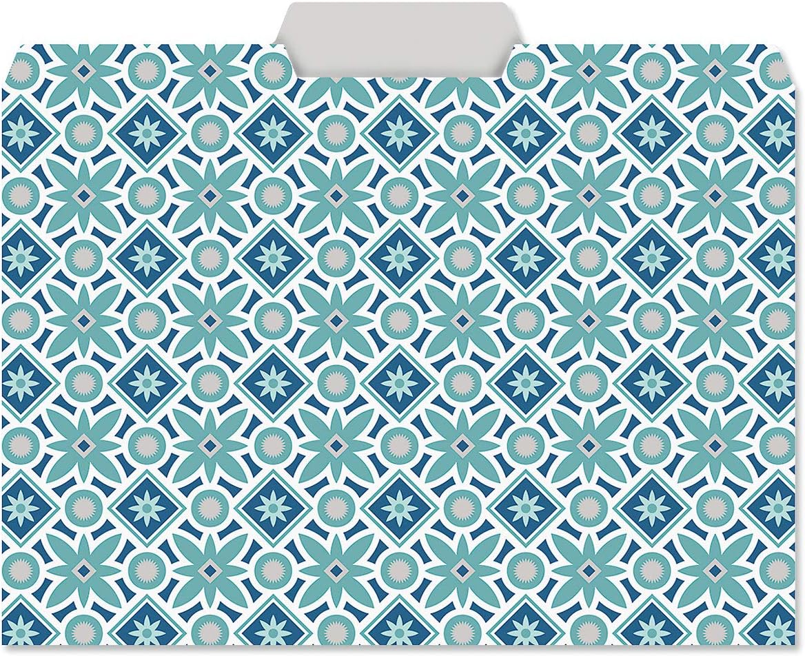 Current Coastal Blues File Folders Value Pack - Bulk Set of 24, 6 Pretty Decorative Designs, 1/3 Cut Tabs, Heavy-Duty Paper Stock, Office Supplies for Home & Work, 9-½” x 11-¾” Letter Size